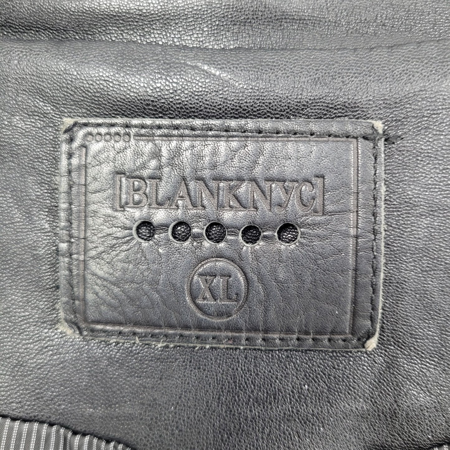 BLANKNYC Black Vegan Leather Moto Biker Collared Zipped Padded Jacket Size XL