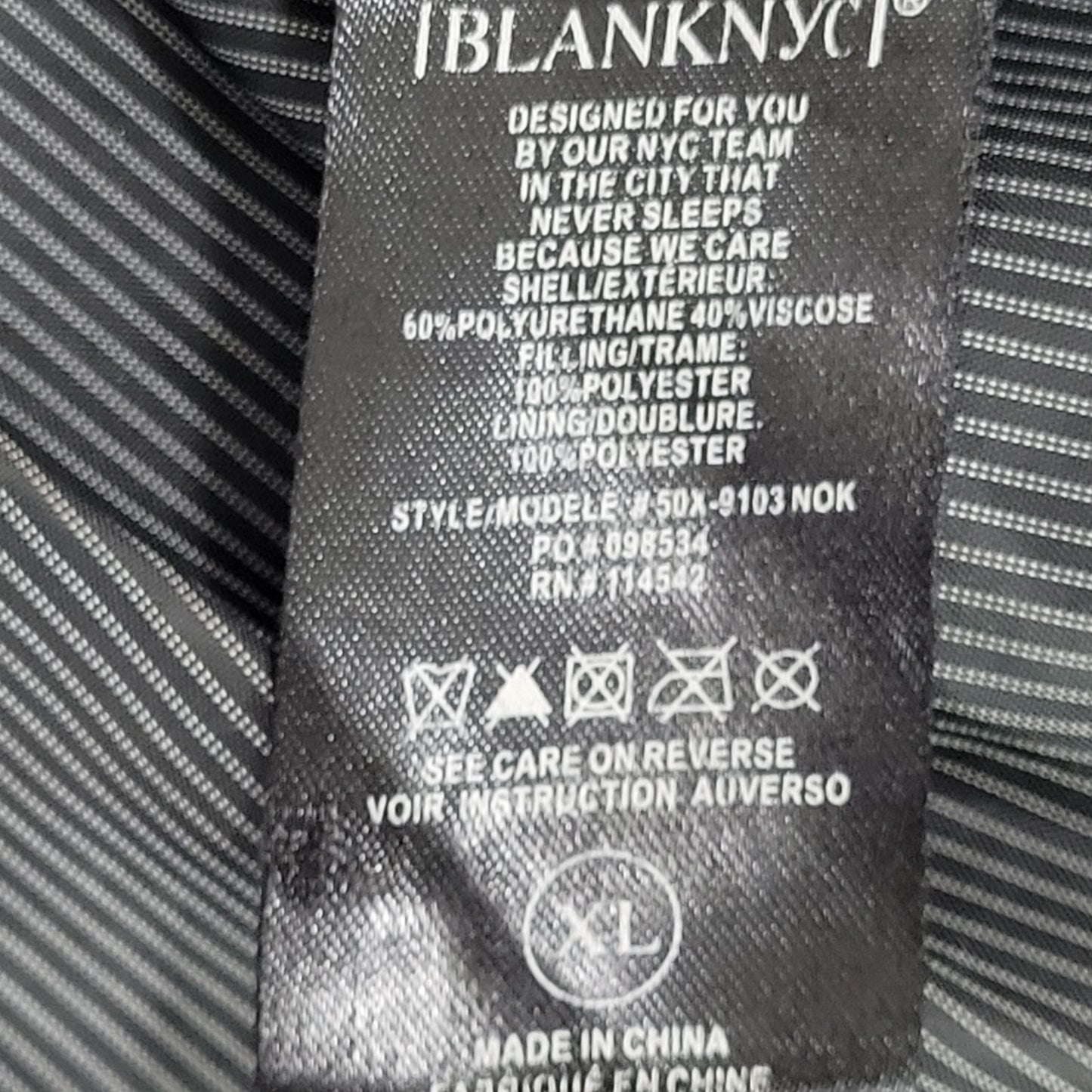 BLANKNYC Black Vegan Leather Moto Biker Collared Zipped Padded Jacket Size XL