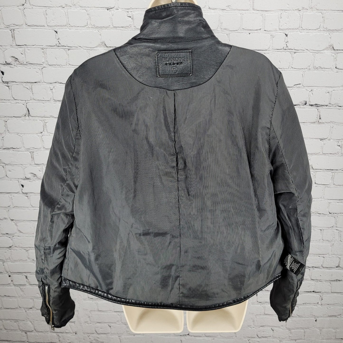 BLANKNYC Black Vegan Leather Moto Biker Collared Zipped Padded Jacket Size XL