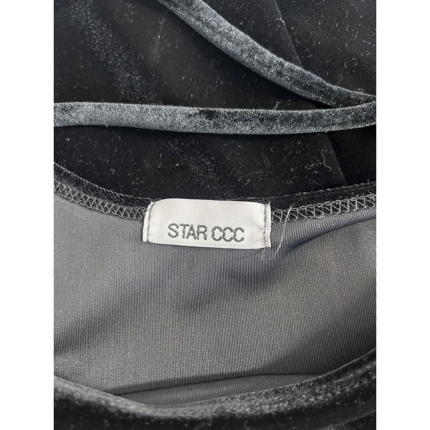 Vintage Star CCC Black Velour Back Crisscross Detail Long Sleeve Blouse