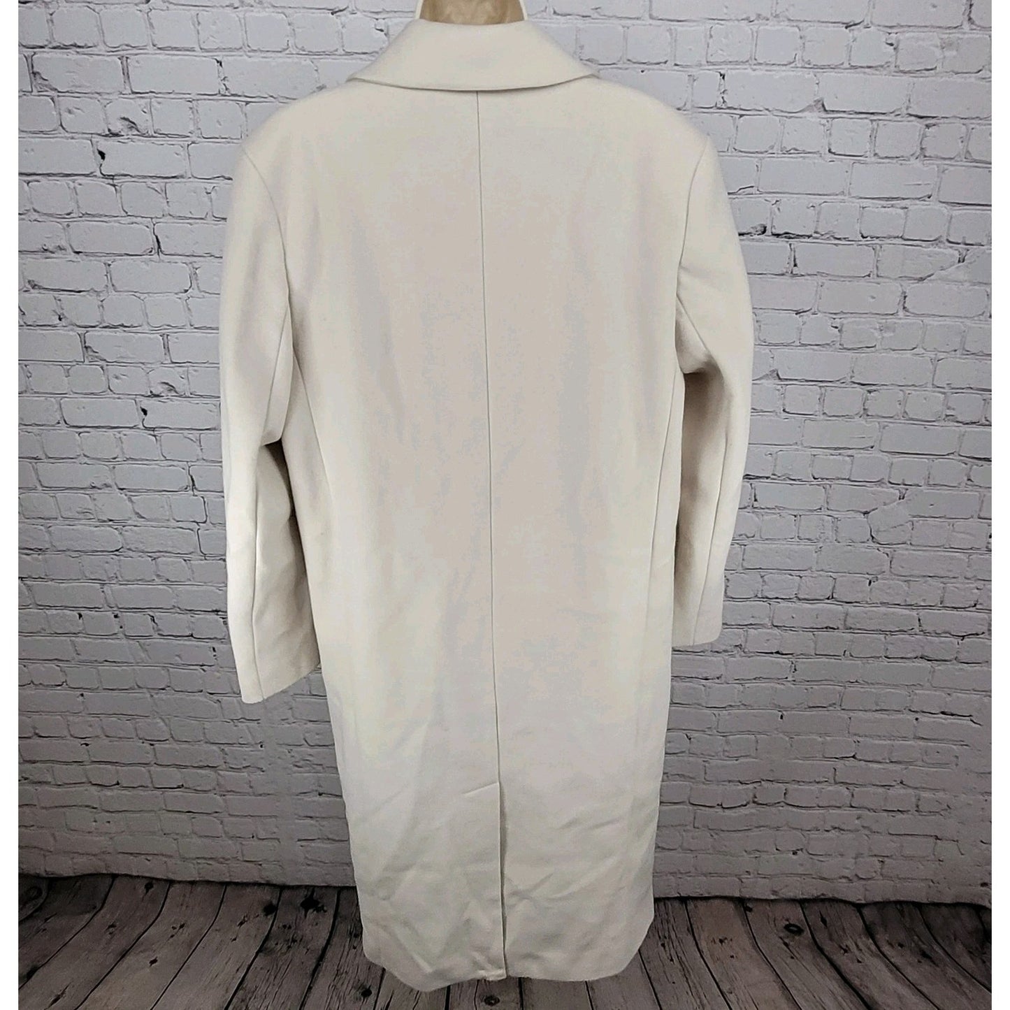 ASOS Design Beige Classic Double Breasted Buttoned Lined Long Pea Coat Size 8