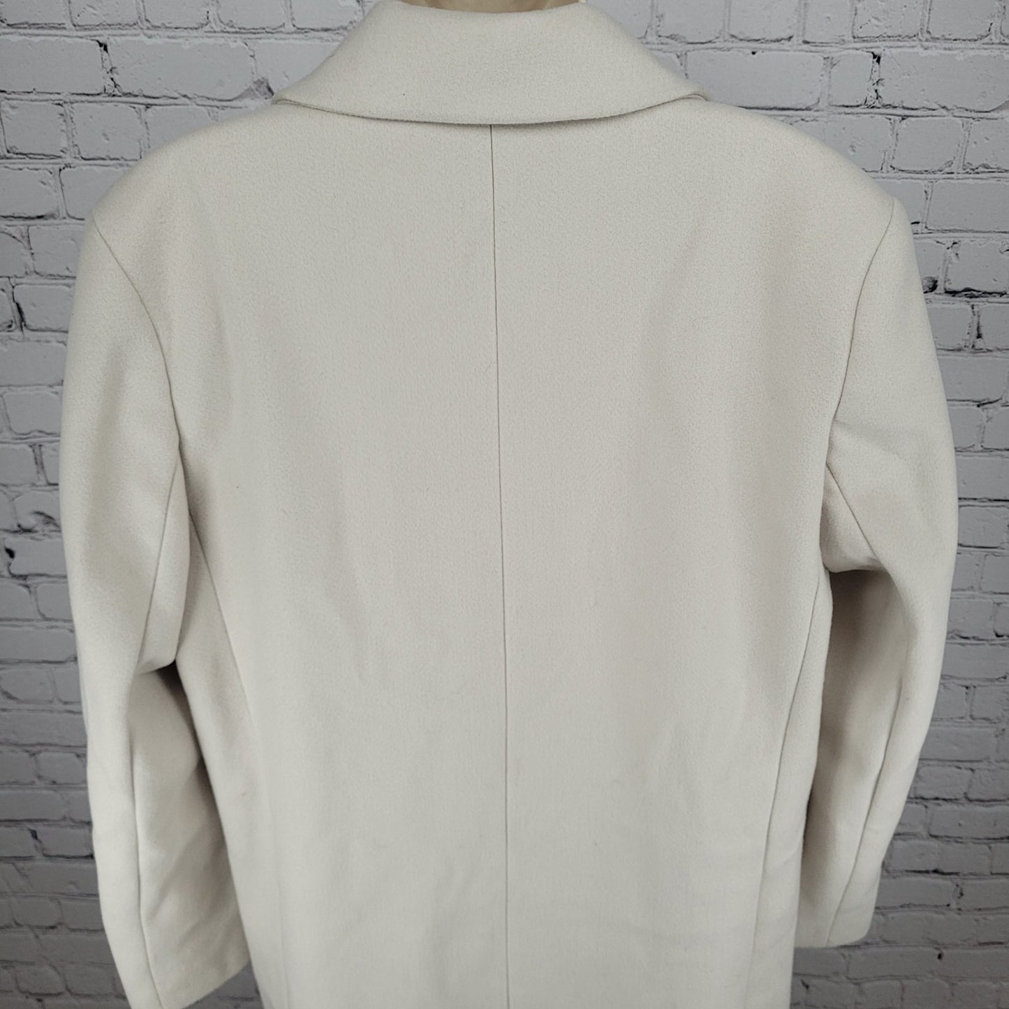 ASOS Design Beige Classic Double Breasted Buttoned Lined Long Pea Coat Size 8