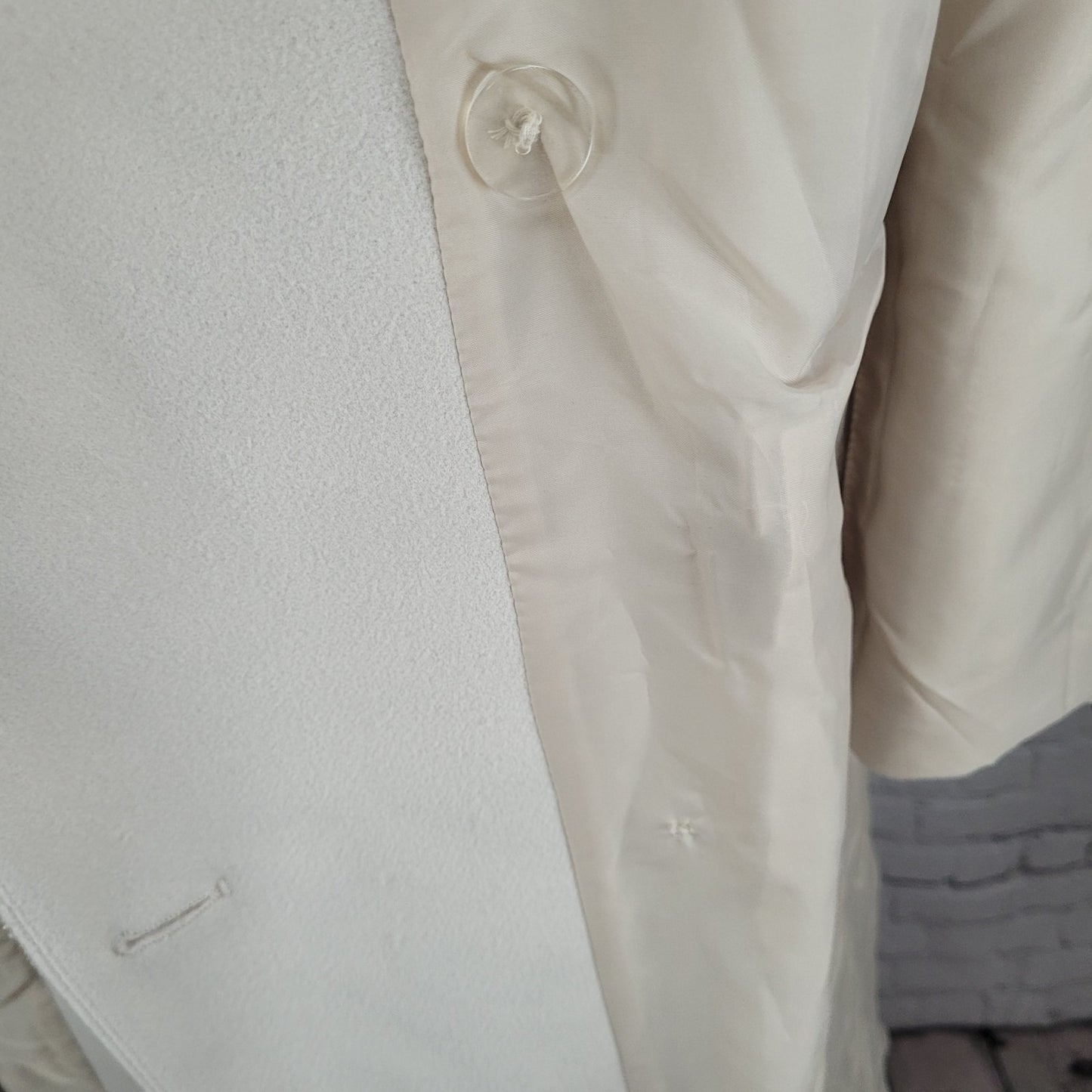 ASOS Design Beige Classic Double Breasted Buttoned Lined Long Pea Coat Size 8