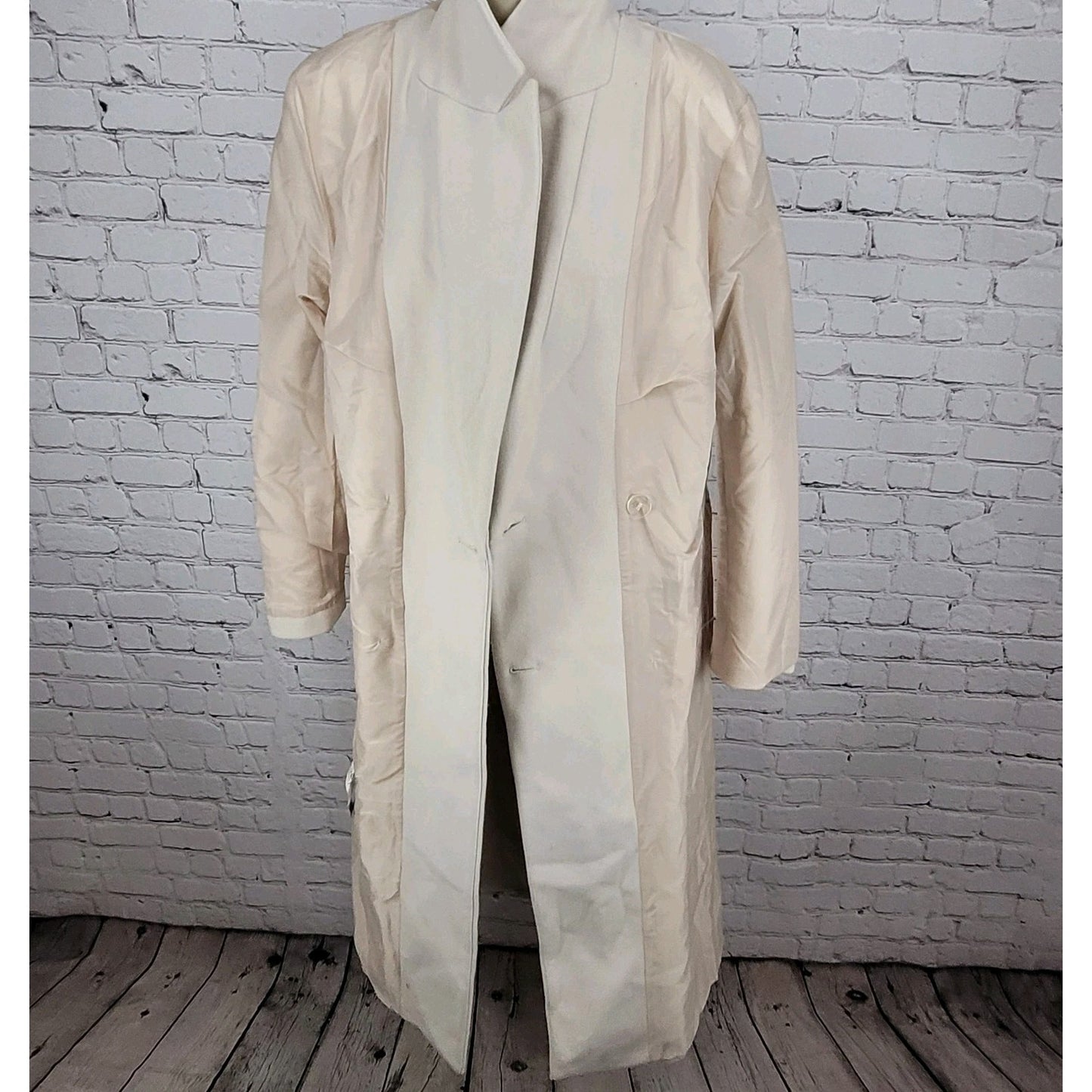 ASOS Design Beige Classic Double Breasted Buttoned Lined Long Pea Coat Size 8