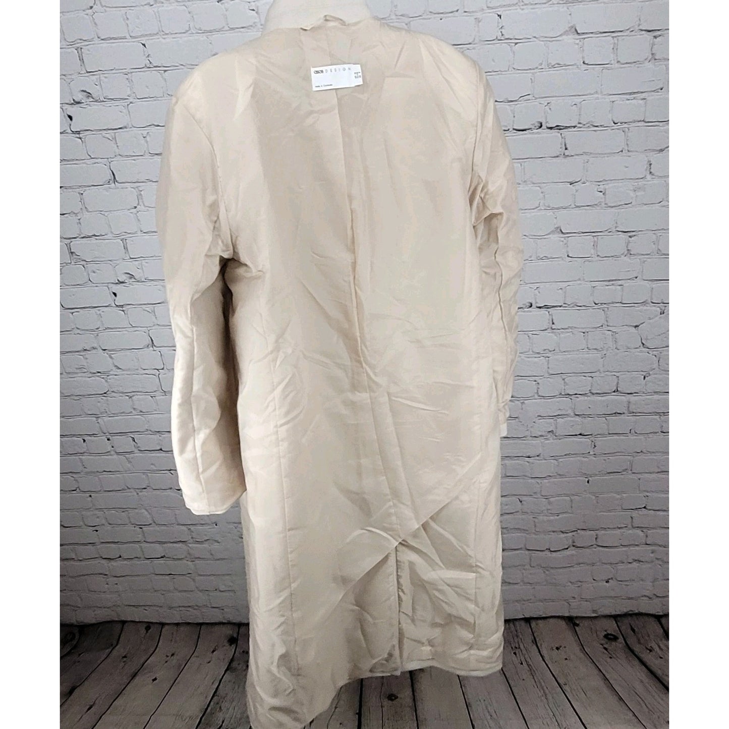 ASOS Design Beige Classic Double Breasted Buttoned Lined Long Pea Coat Size 8