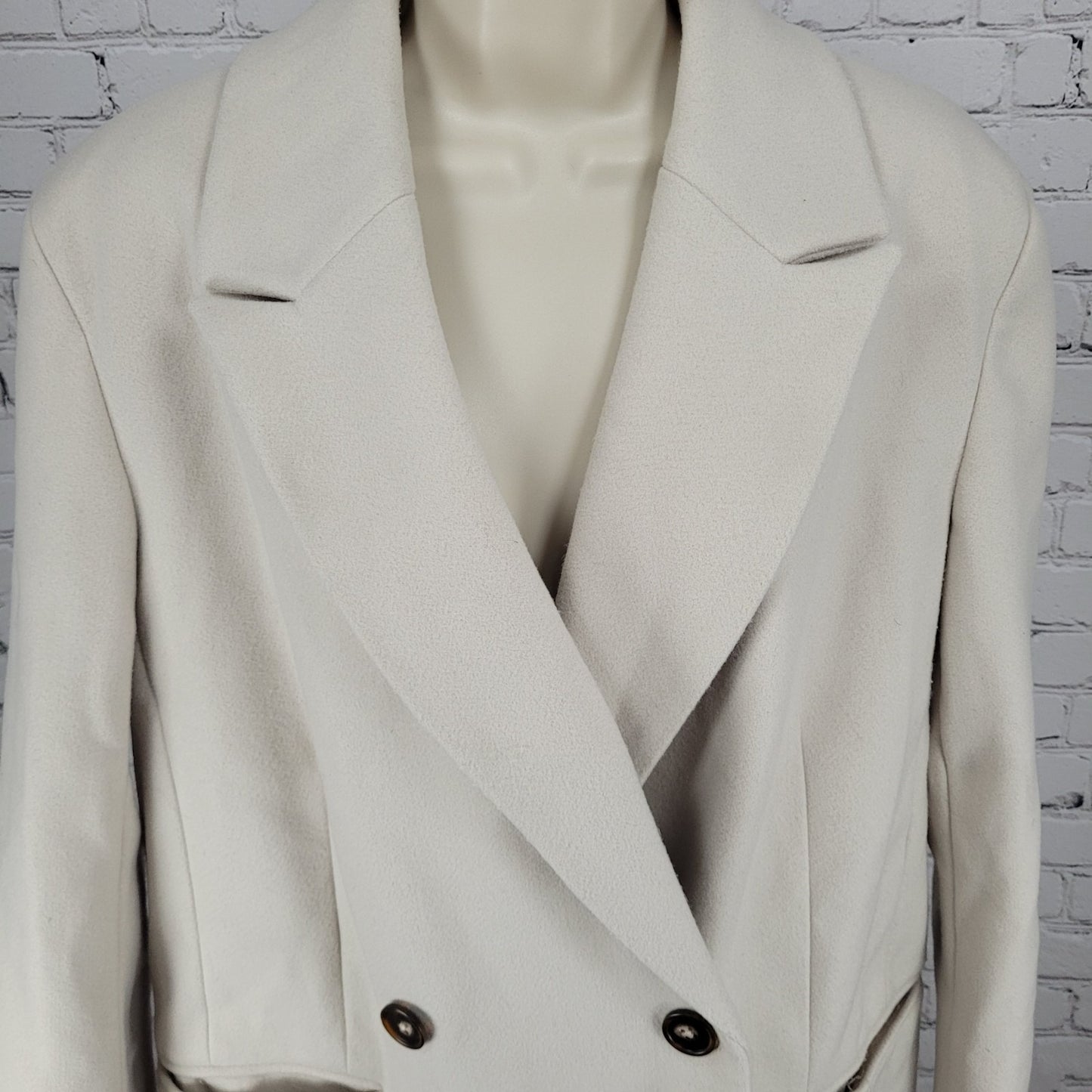 ASOS Design Beige Classic Double Breasted Buttoned Lined Long Pea Coat Size 8