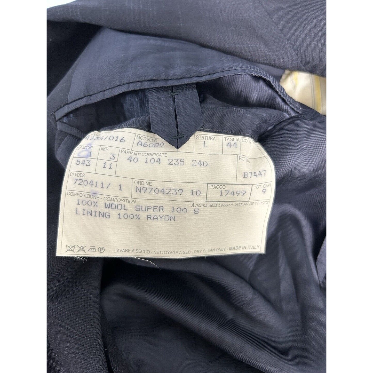 Bergdorf Goodman Navy Plaid 100% Wool Super 100’s Suit Jacket 44L Pants (37x32)