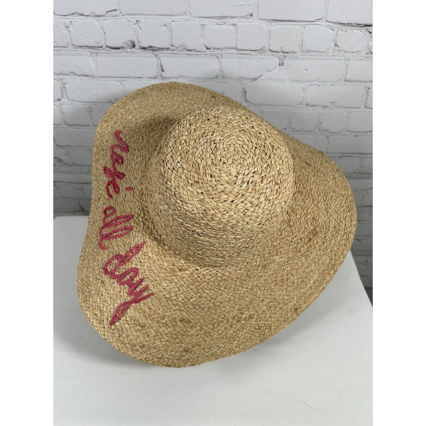 Hat Attack Rosé All Day 100% Raffia Straw Floppy Sun Hat Women’s O/S One Size