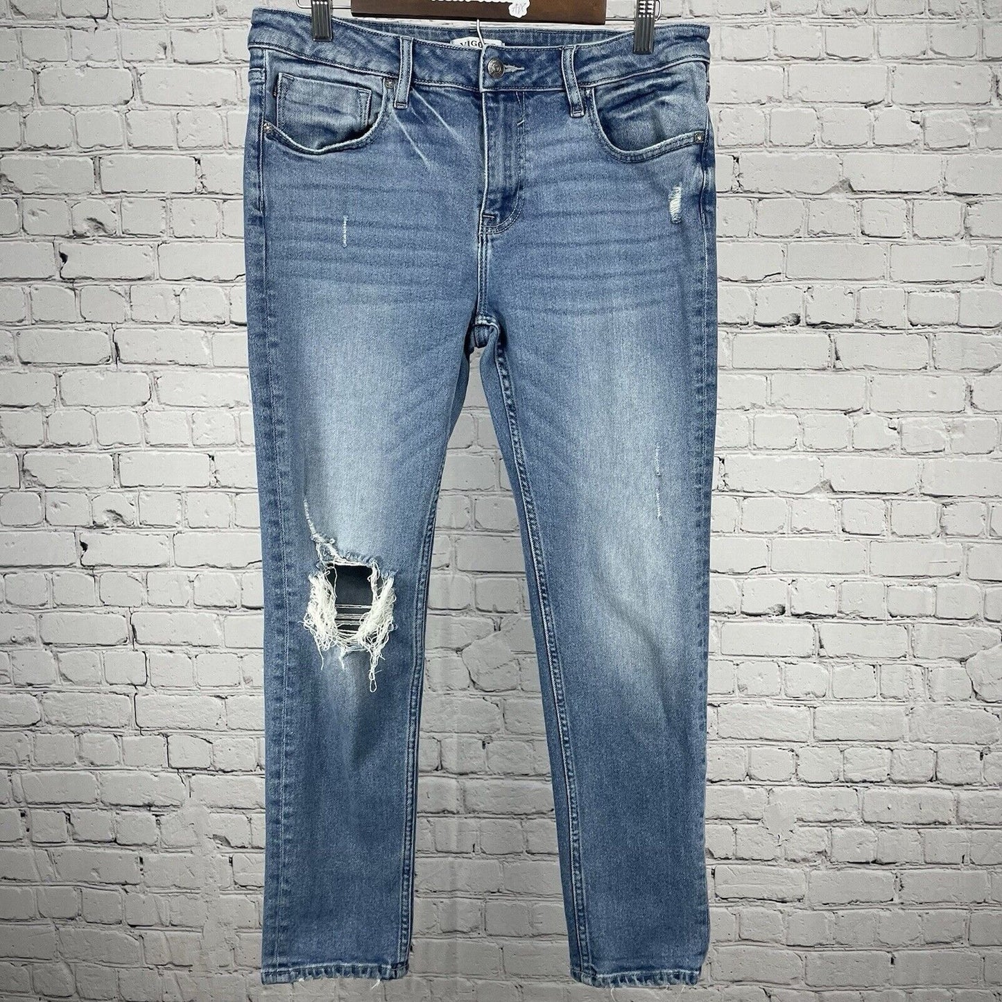 Vigoss Thompson Tomboy Distressed High Rise Medium Wash Skinny Jeans 31 (31x27)