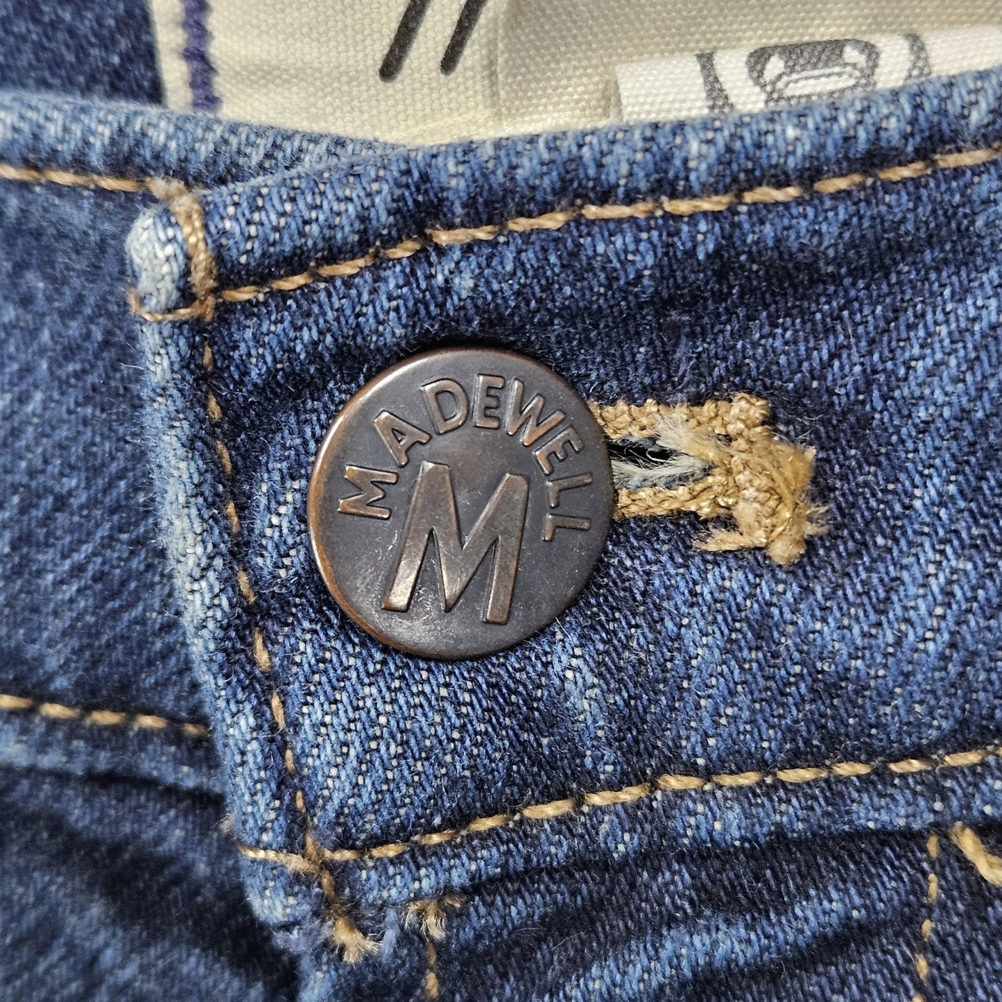 Madewell Blue Denim Athletic Slim Medium Wash Straight Leg Jeans 36x30 (36x28)