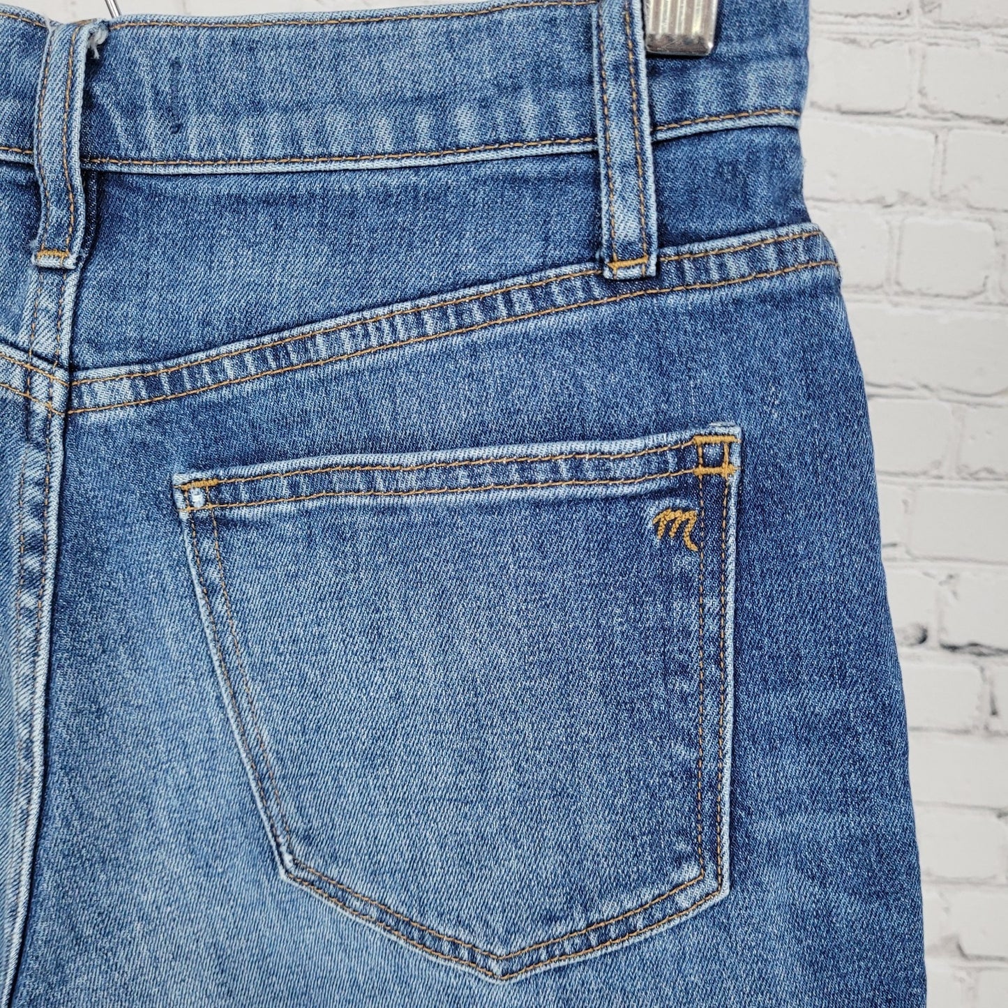 Madewell Blue Denim Distressed Mid Rise Cut Off Jean Shorts Size 25 (25x4)