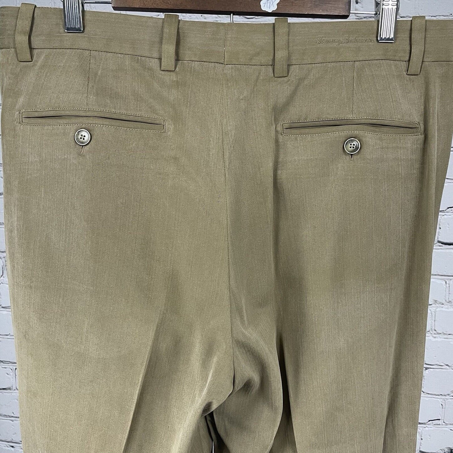 Tommy Bahama Light Brown Silk Bamboo Rayon Pleated Pants Size 35 (35x30.5)