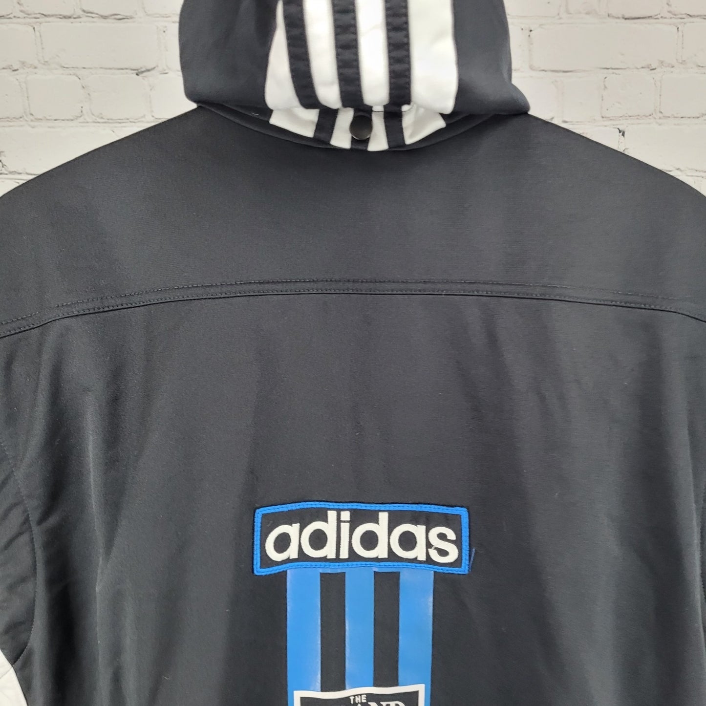 VTG Adidas Black Breakaway Snap Hood Sleeveless Full Zip Track Jacket Vest 90s L