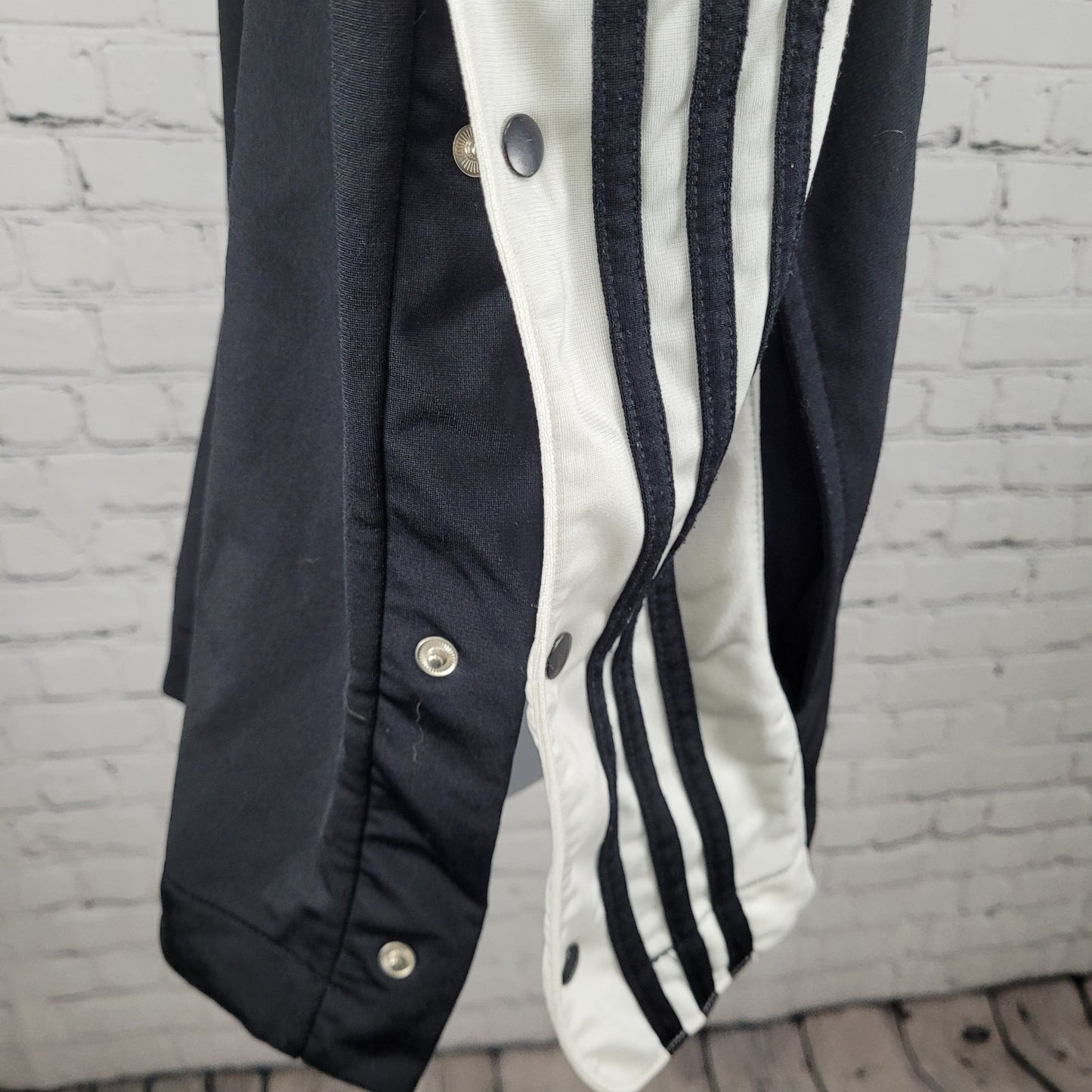 VTG Adidas Black Breakaway Snap Hood Sleeveless Full Zip Track Jacket Vest 90s L