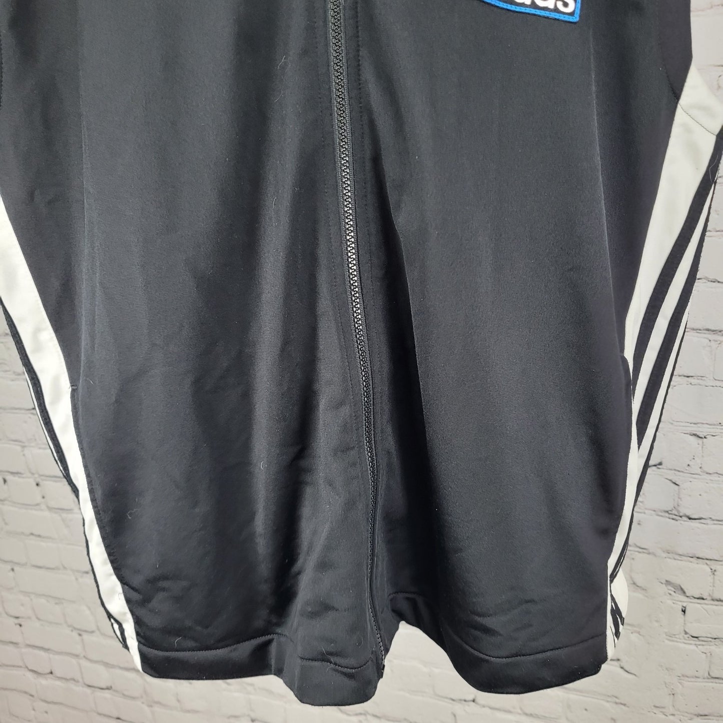 VTG Adidas Black Breakaway Snap Hood Sleeveless Full Zip Track Jacket Vest 90s L