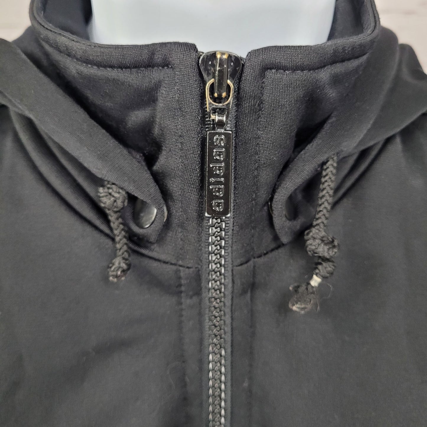 VTG Adidas Black Breakaway Snap Hood Sleeveless Full Zip Track Jacket Vest 90s L