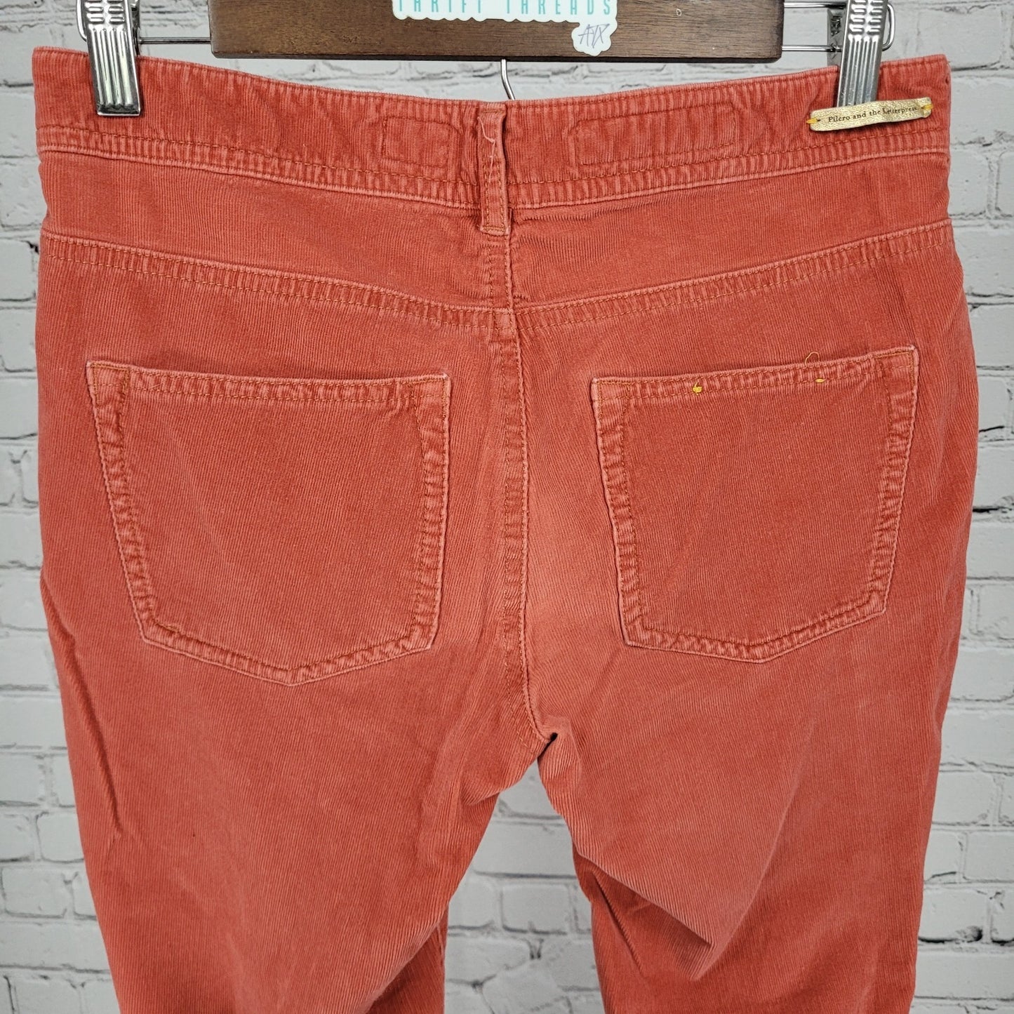 Pilcro & The Letterpress Anthropologie Orange Corduroy Skinny Pants Size 28x30