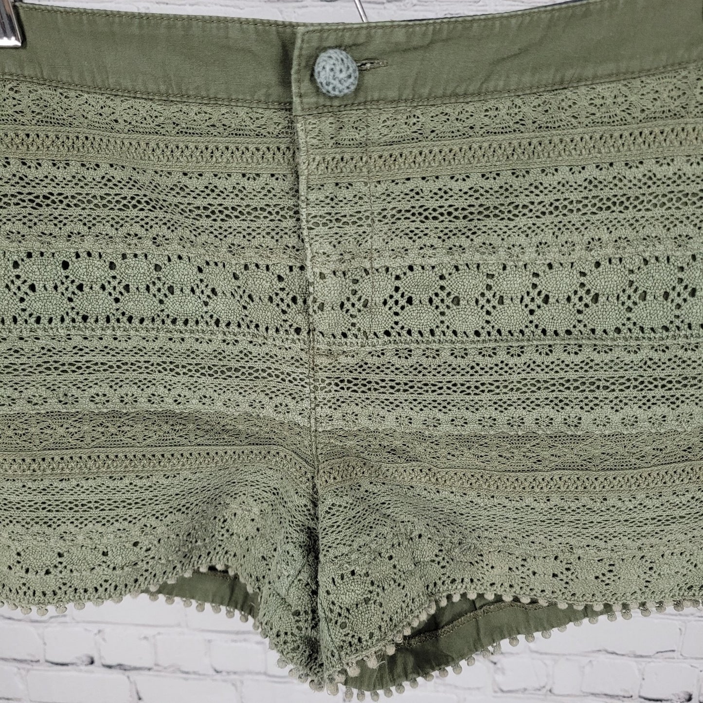 Daughters Of The Liberation Anthropologie Green Crochet Shorts Size 4 (30x3)