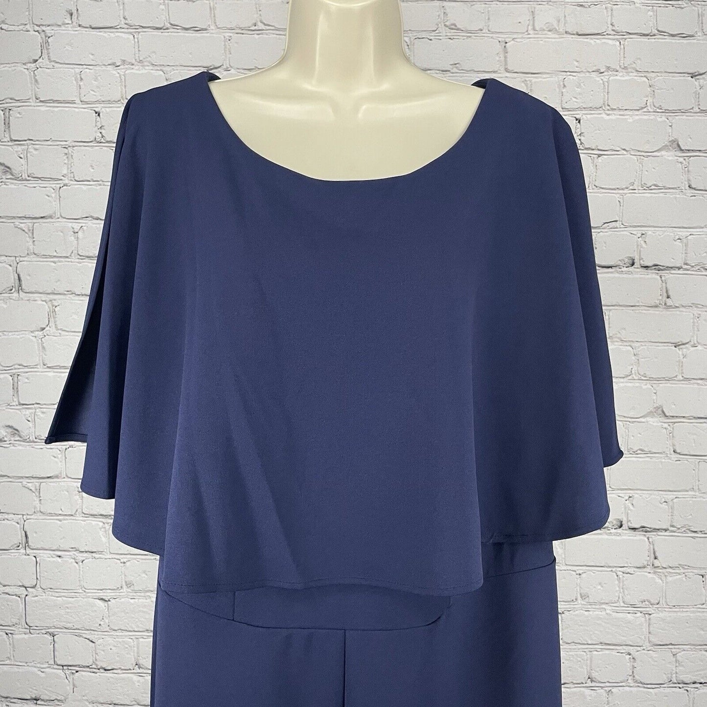 NWT Connected Apparel Dark Blue Jumpsuit Slit Sleeve Wide Leg Plus Size 18W
