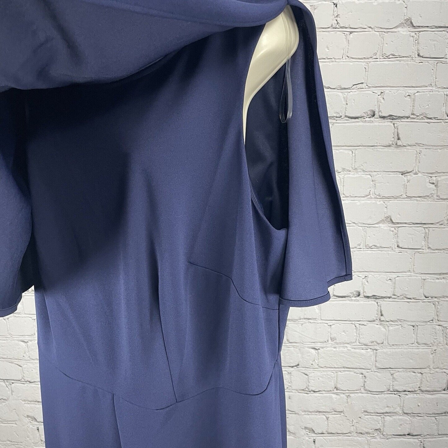 NWT Connected Apparel Dark Blue Jumpsuit Slit Sleeve Wide Leg Plus Size 18W