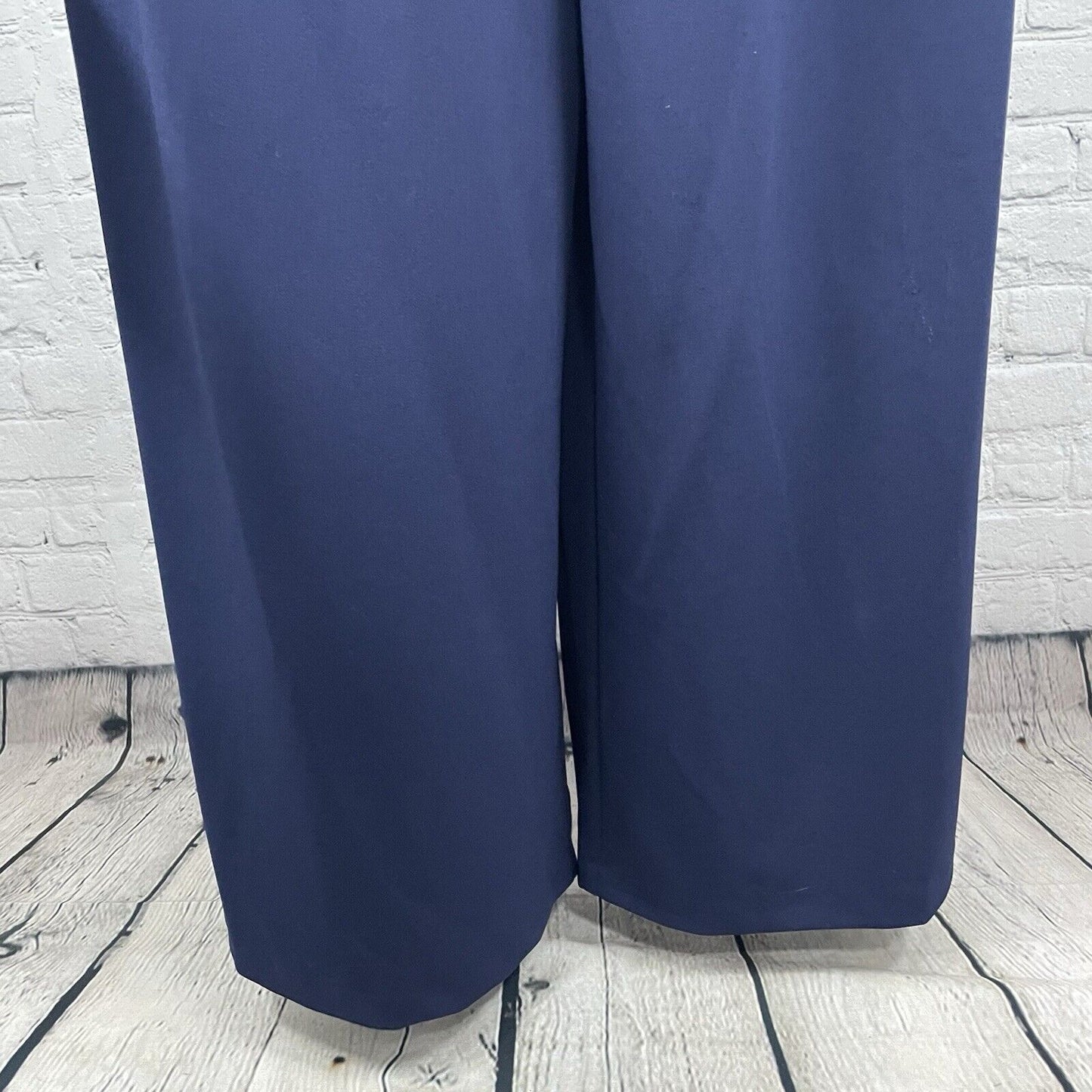 NWT Connected Apparel Dark Blue Jumpsuit Slit Sleeve Wide Leg Plus Size 18W