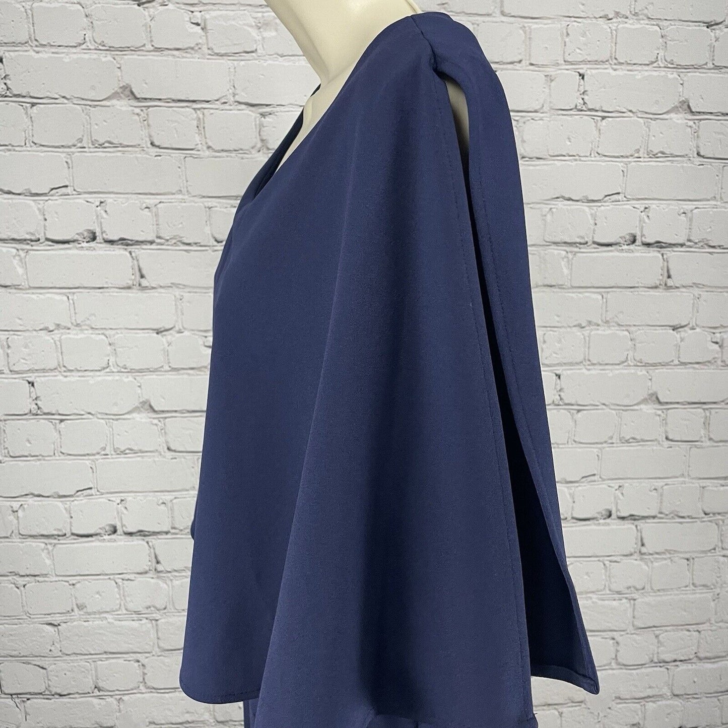 NWT Connected Apparel Dark Blue Jumpsuit Slit Sleeve Wide Leg Plus Size 18W