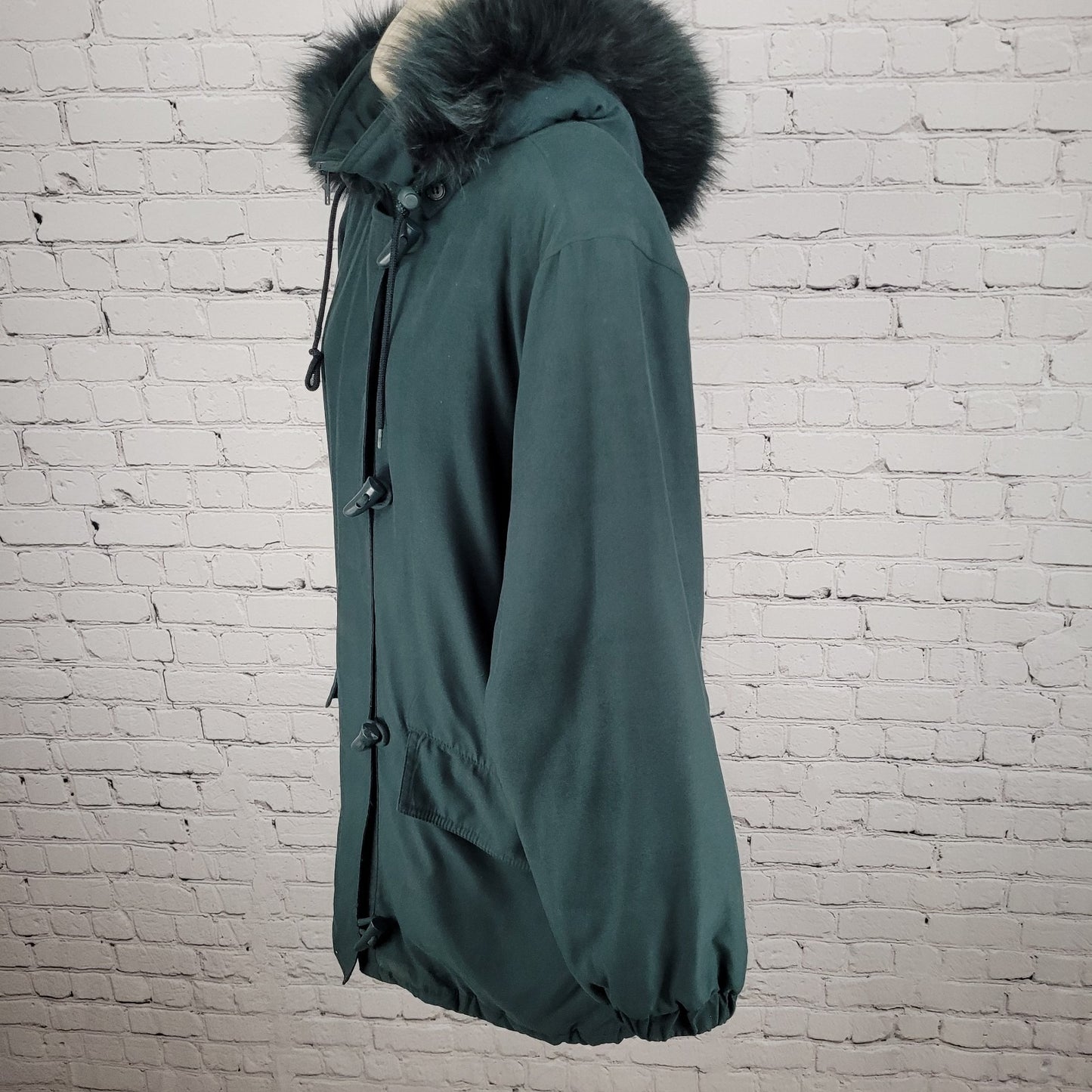 Forecaster Of Boston Green Insulated Removable Fur Trim Hood Zip Jacket Size XS