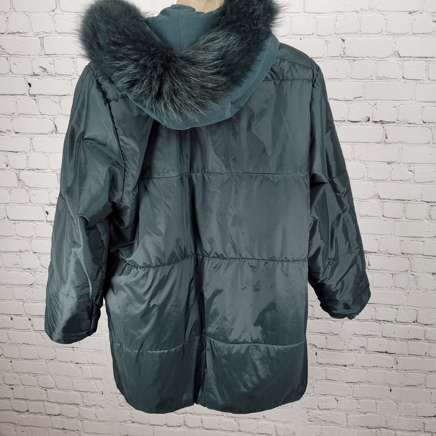 Forecaster Of Boston Green Insulated Removable Fur Trim Hood Zip Jacket Size XS