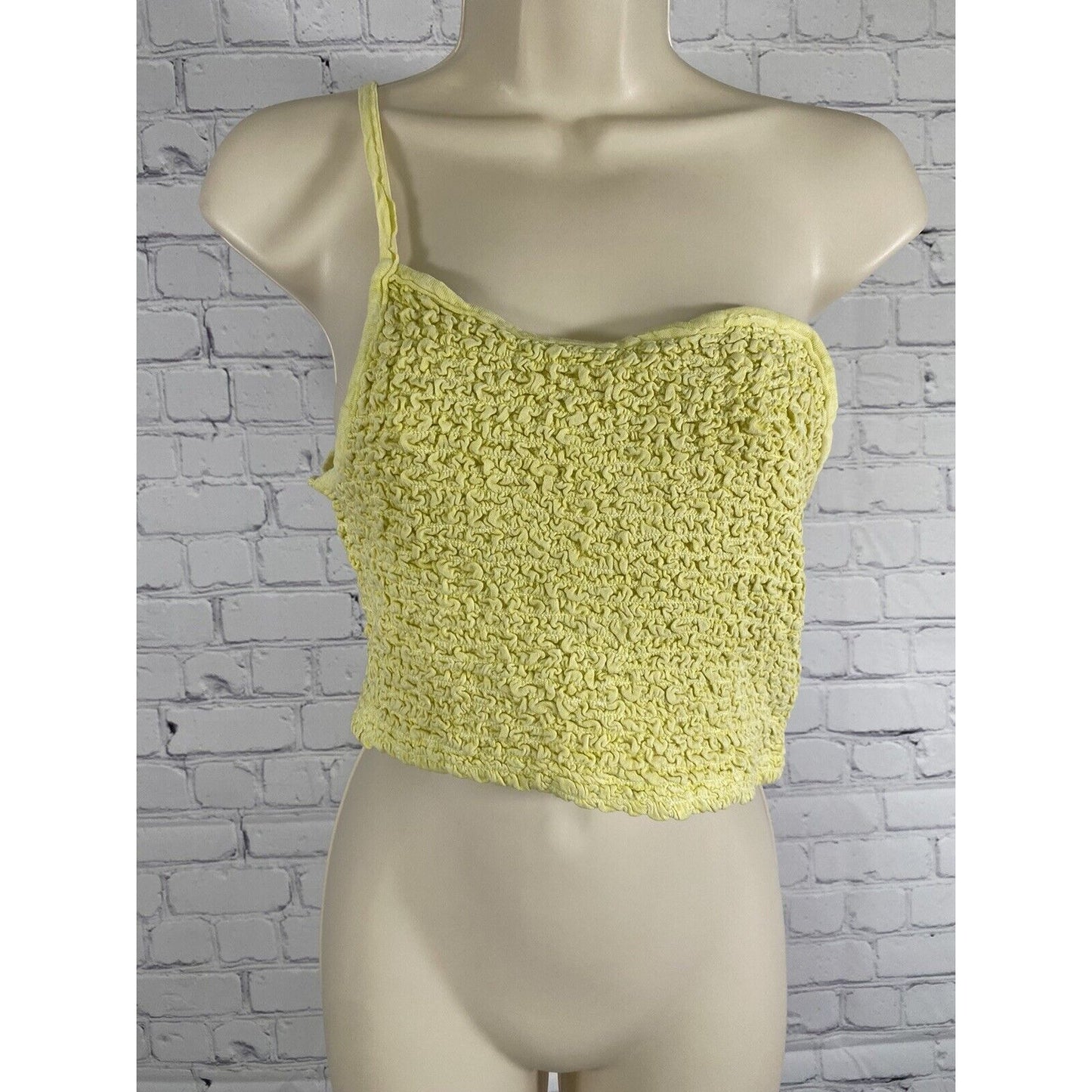 NWT Urban Outfitters One Strap Yellow Shirred Ruched Summer Beach Crop Top XL
