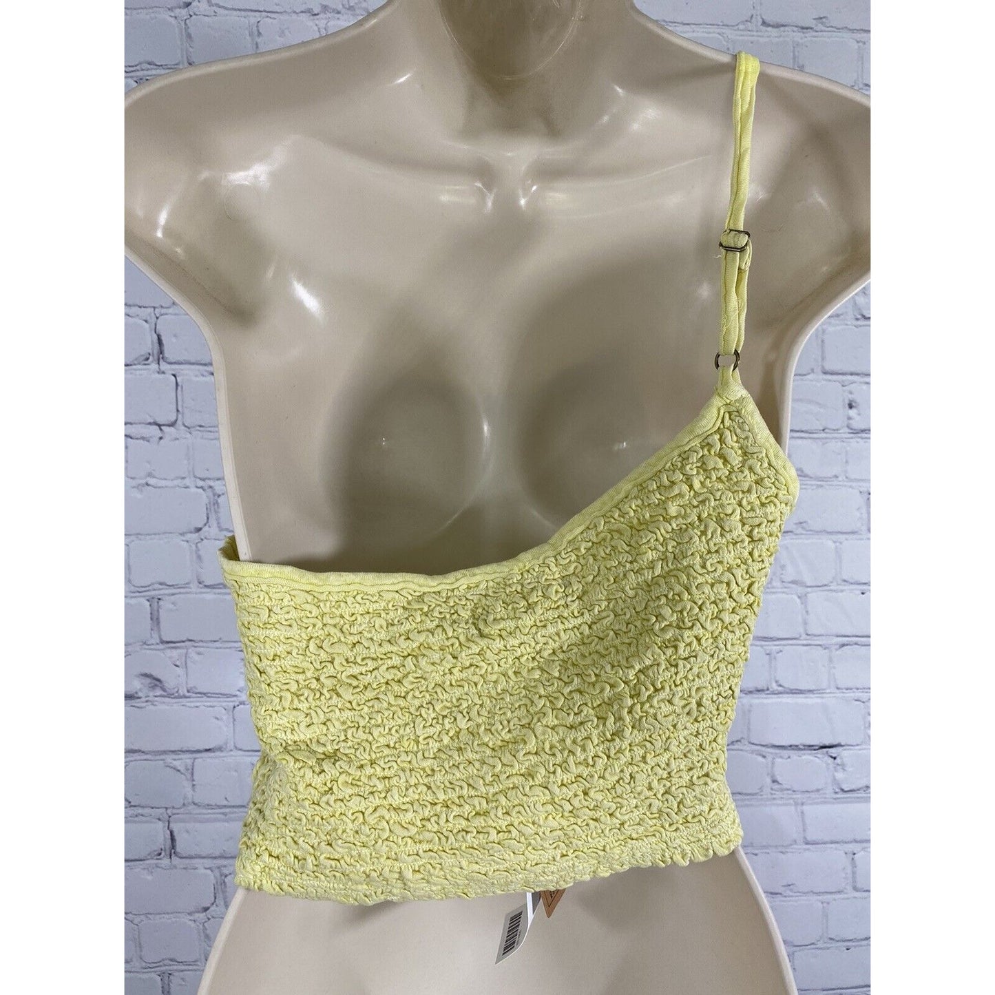 NWT Urban Outfitters One Strap Yellow Shirred Ruched Summer Beach Crop Top XL