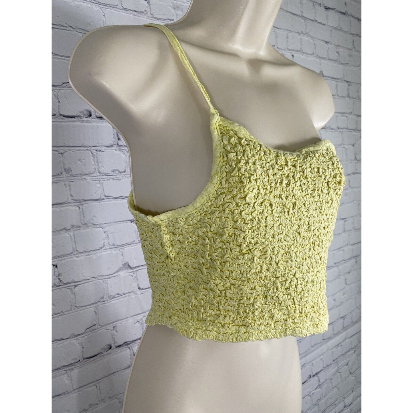 NWT Urban Outfitters One Strap Yellow Shirred Ruched Summer Beach Crop Top XL