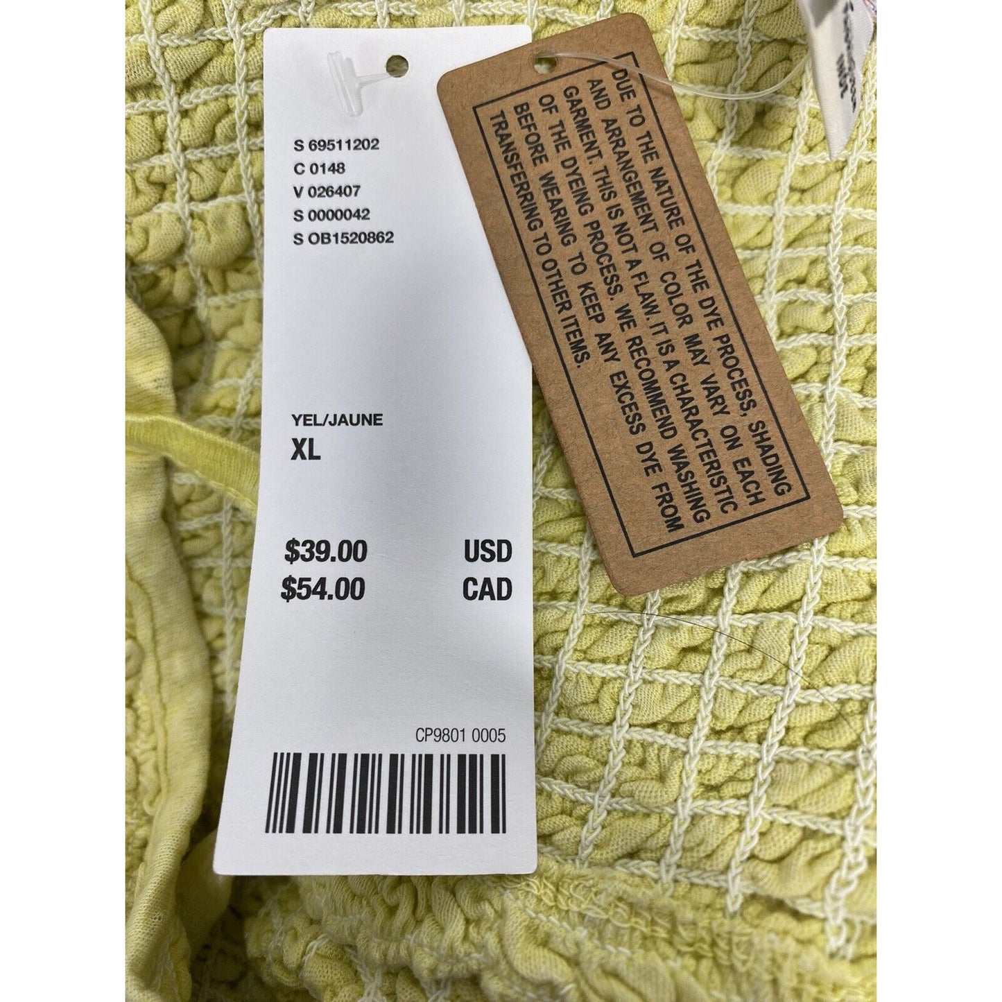 NWT Urban Outfitters One Strap Yellow Shirred Ruched Summer Beach Crop Top XL