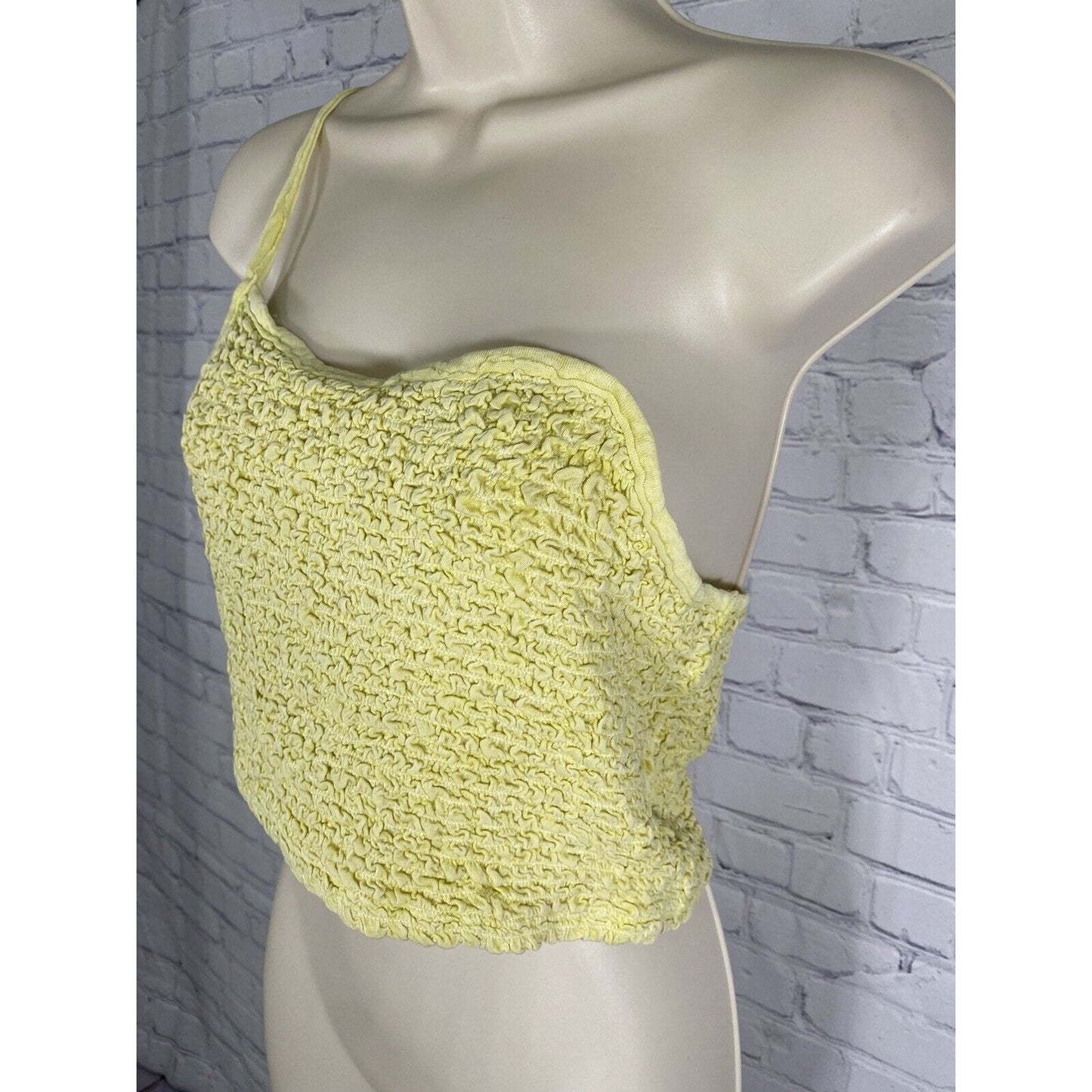 NWT Urban Outfitters One Strap Yellow Shirred Ruched Summer Beach Crop Top XL