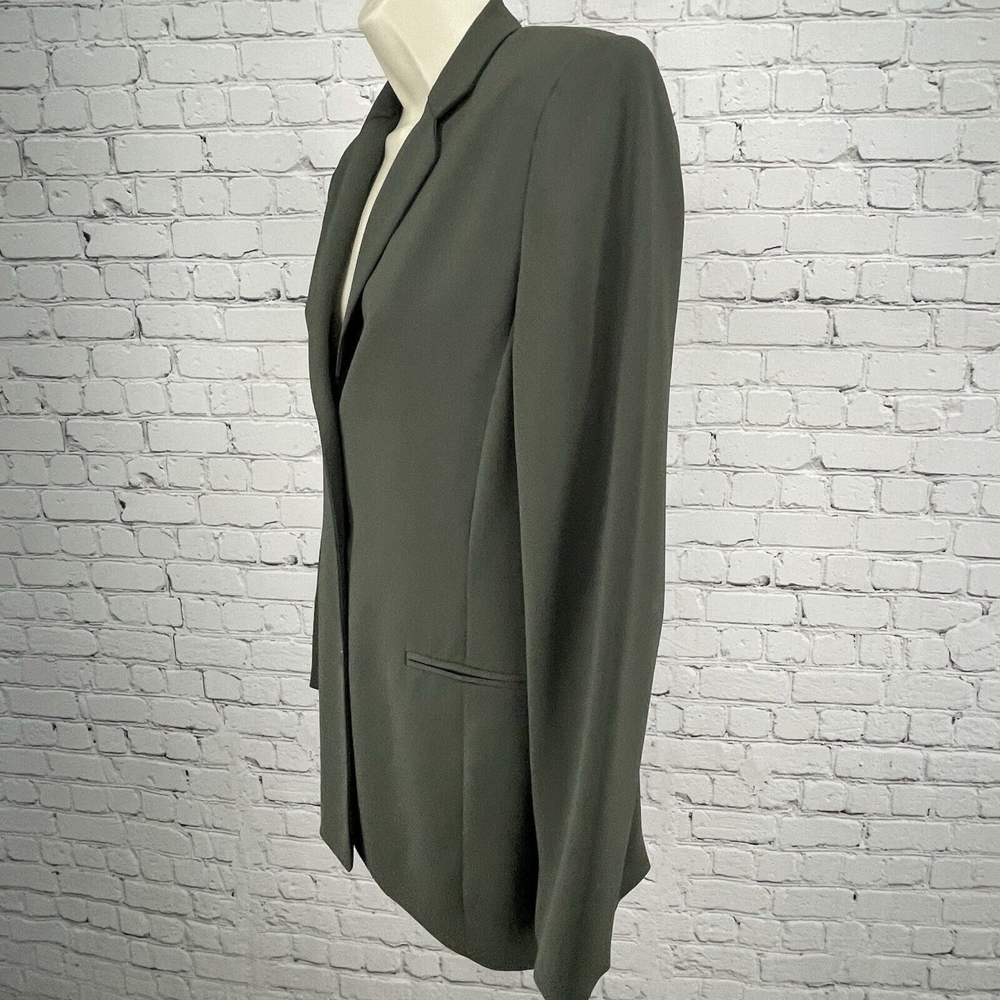Yansi Fugel Dark Green 3 Button Notch Made In USA Button Lined Blazer Size 10