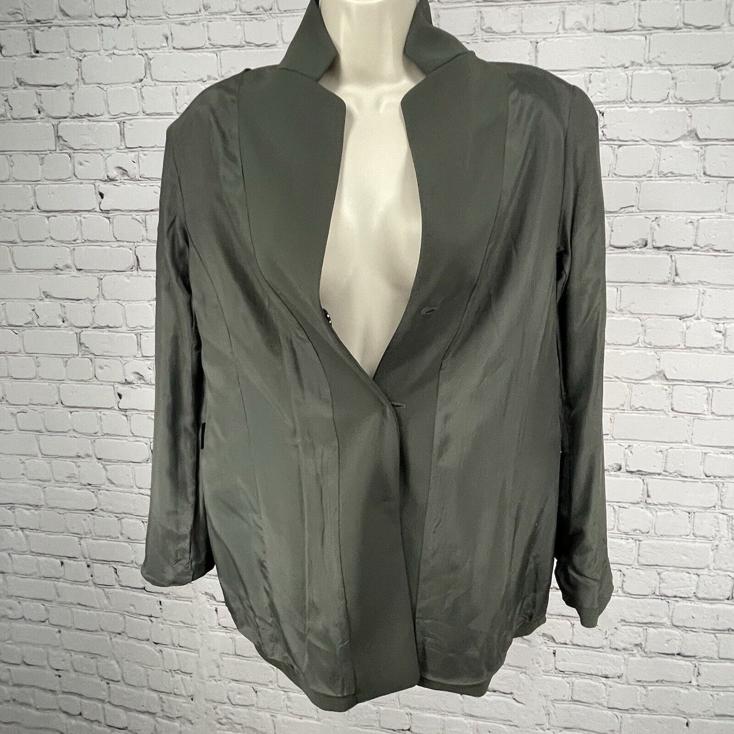 Yansi Fugel Dark Green 3 Button Notch Made In USA Button Lined Blazer Size 10