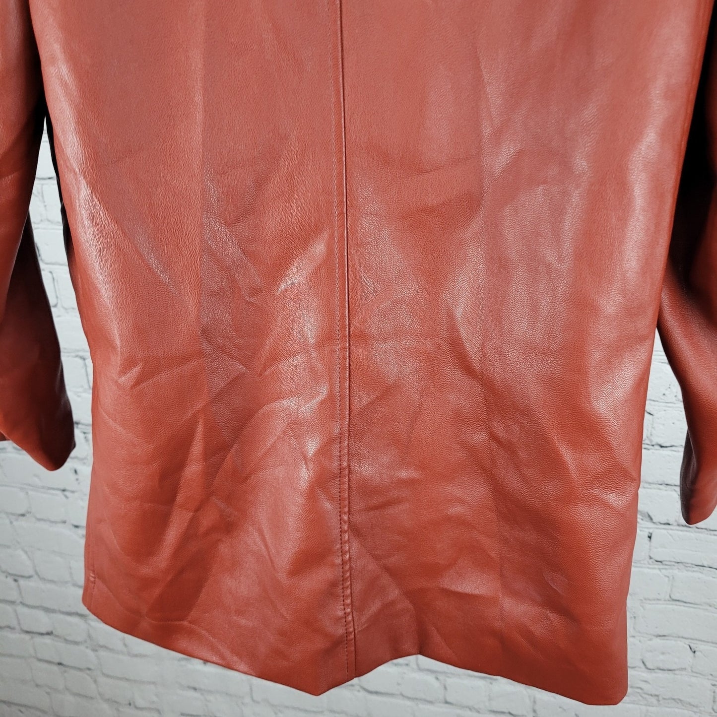 NWT Motel Red Faux Leather Saken Blazer 2 Button Notch Ventless Jacket Size XS