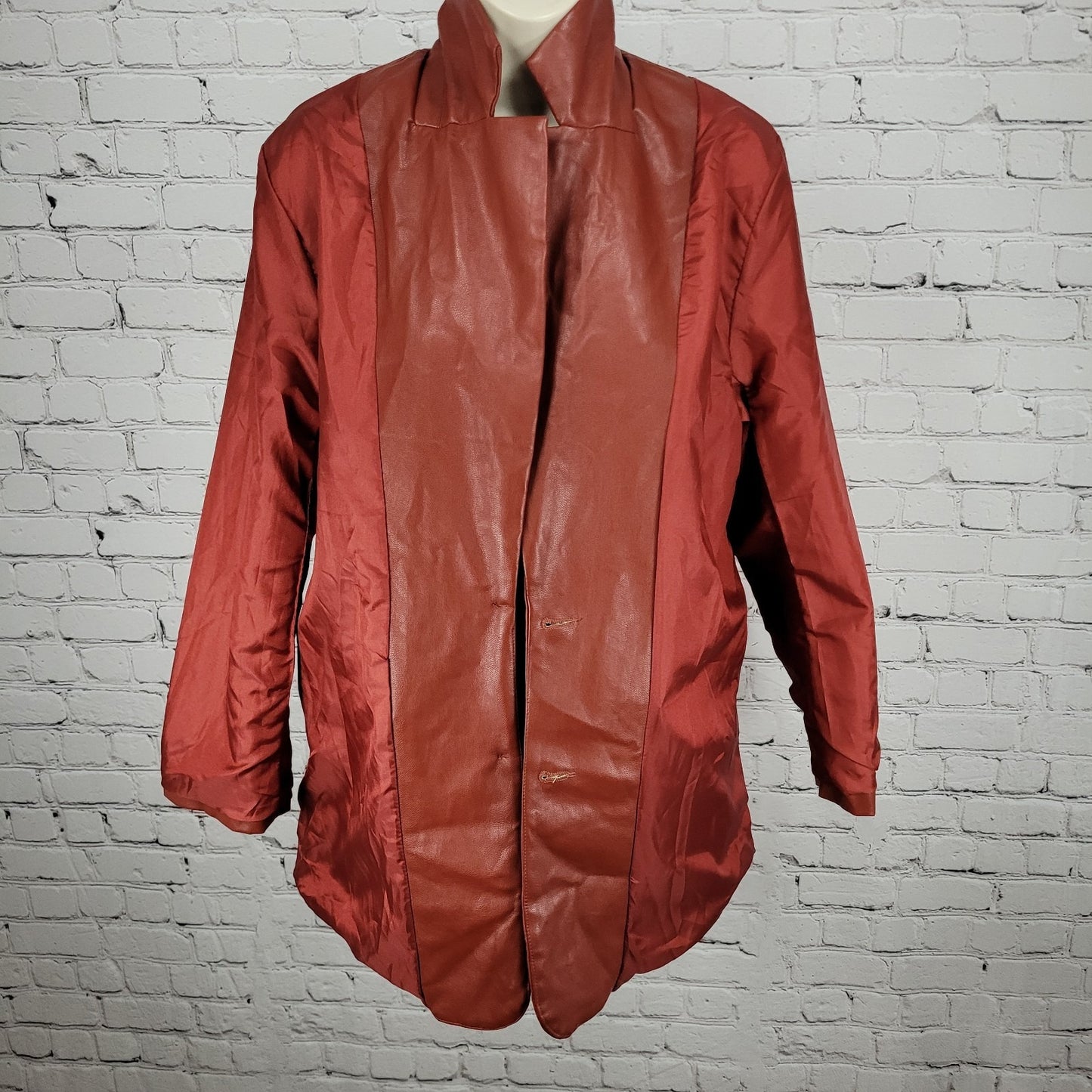 NWT Motel Red Faux Leather Saken Blazer 2 Button Notch Ventless Jacket Size XS