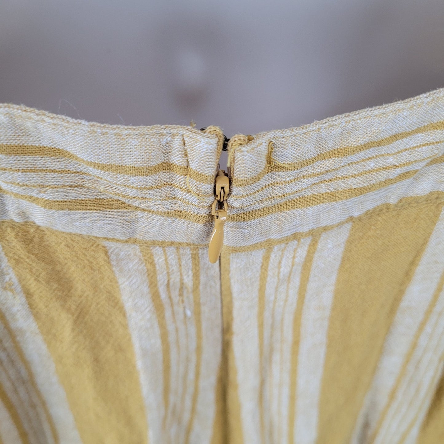 Urban Outfitters Yellow Linen Blend Striped Cut Out Backless Jumper Size 2