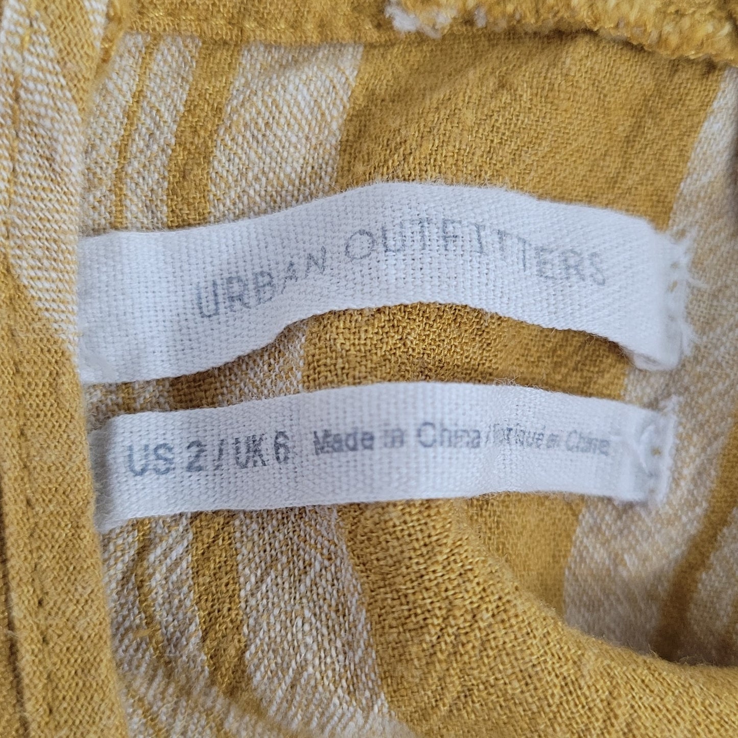 Urban Outfitters Yellow Linen Blend Striped Cut Out Backless Jumper Size 2