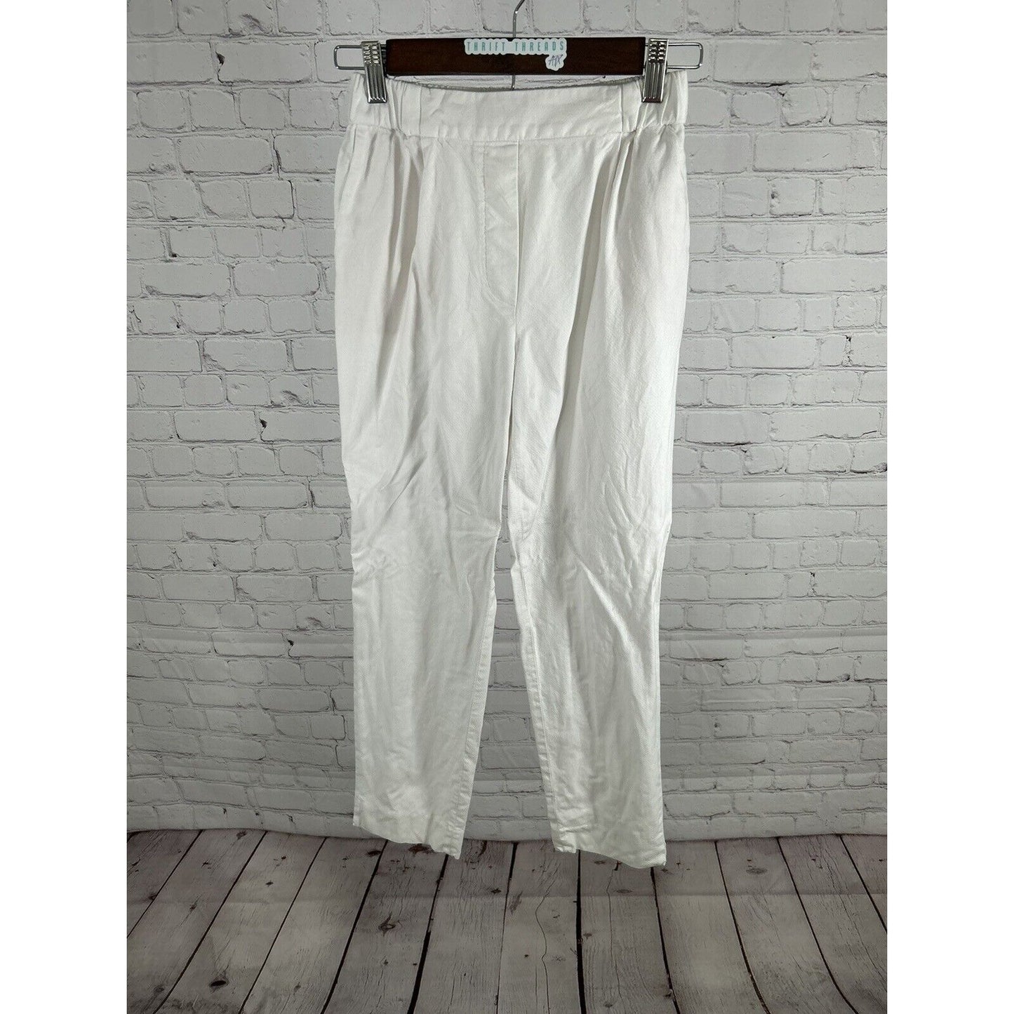 Massimo Dutti White Elastic Waist High Rise Pull On Pants Trousers 2 (23 x 26)