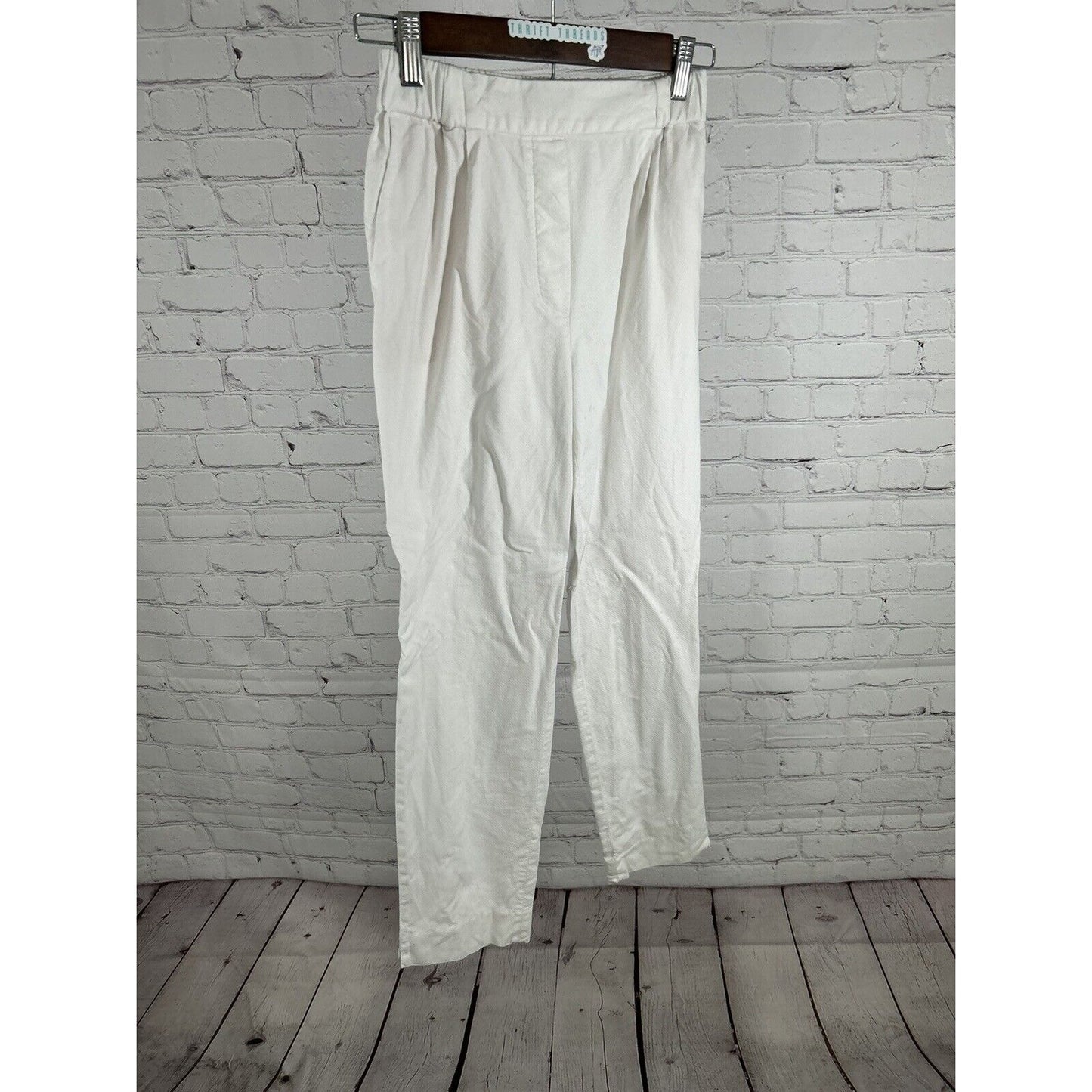 Massimo Dutti White Elastic Waist High Rise Pull On Pants Trousers 2 (23 x 26)
