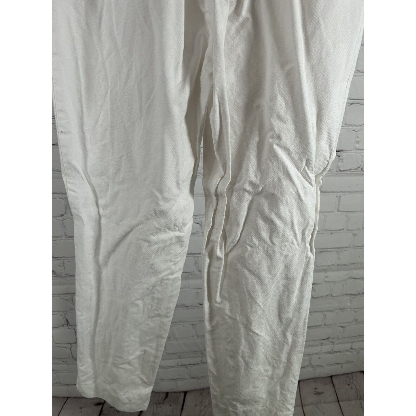 Massimo Dutti White Elastic Waist High Rise Pull On Pants Trousers 2 (23 x 26)
