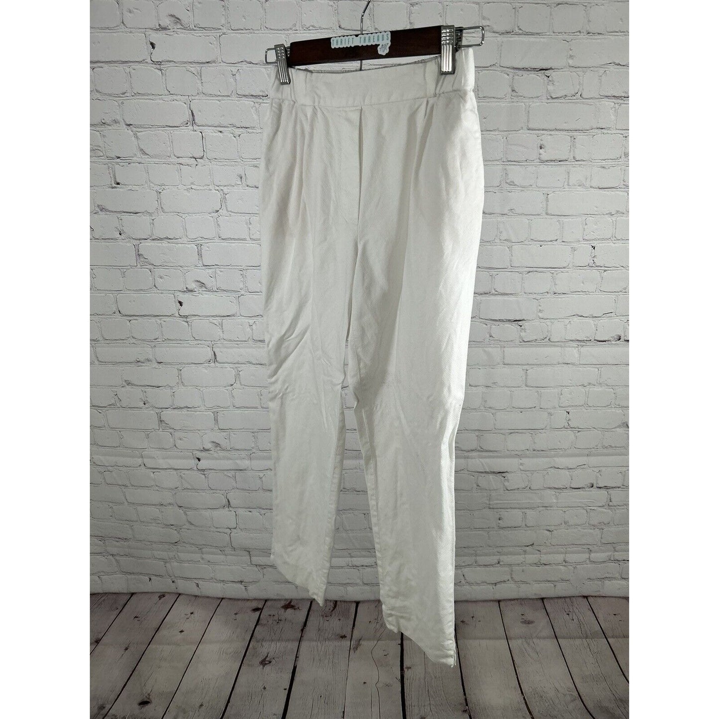 Massimo Dutti White Elastic Waist High Rise Pull On Pants Trousers 2 (23 x 26)