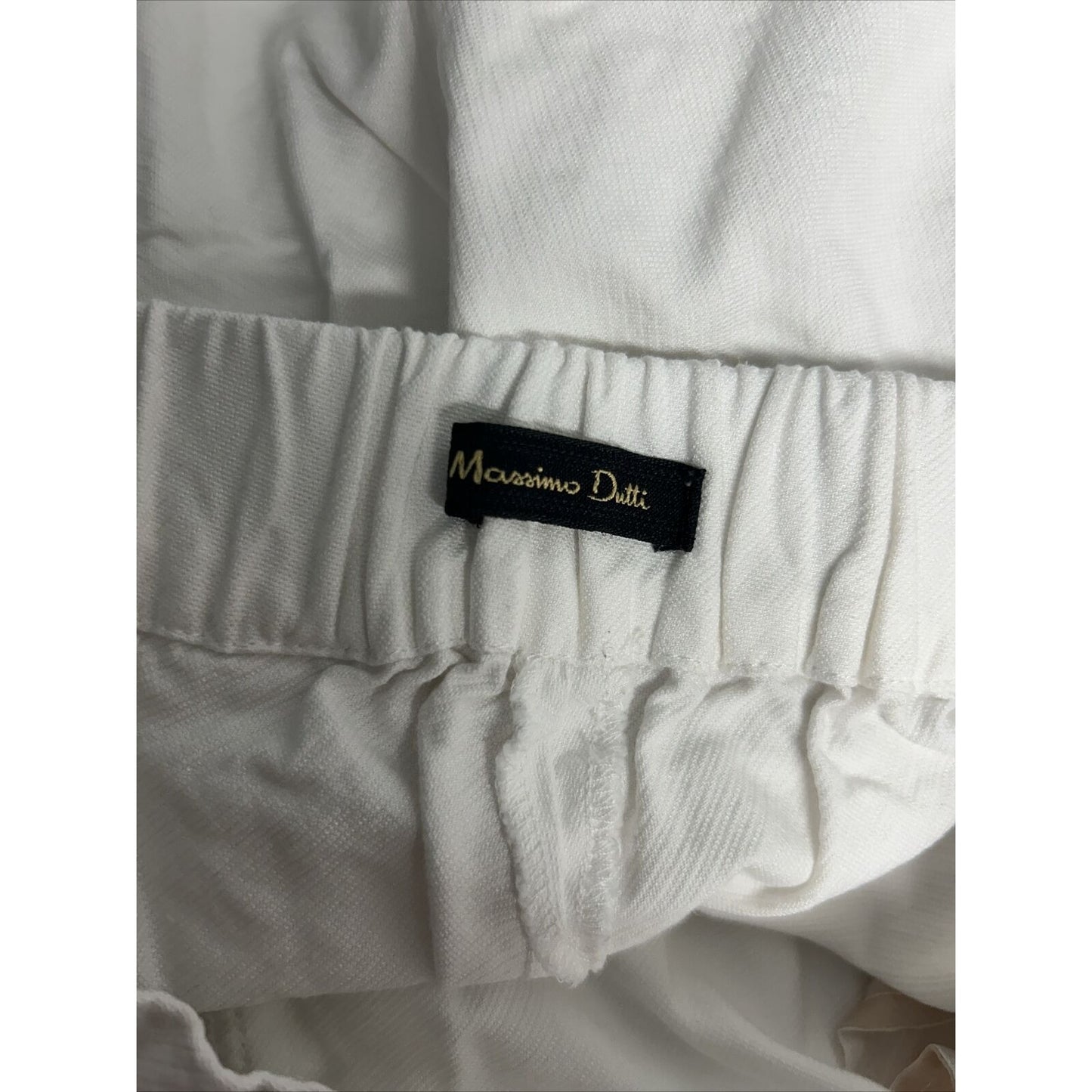 Massimo Dutti White Elastic Waist High Rise Pull On Pants Trousers 2 (23 x 26)