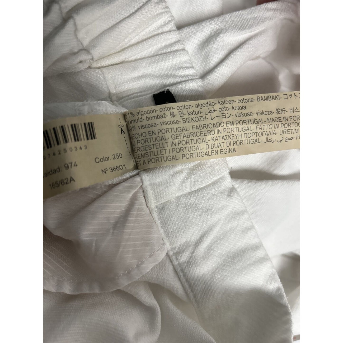 Massimo Dutti White Elastic Waist High Rise Pull On Pants Trousers 2 (23 x 26)