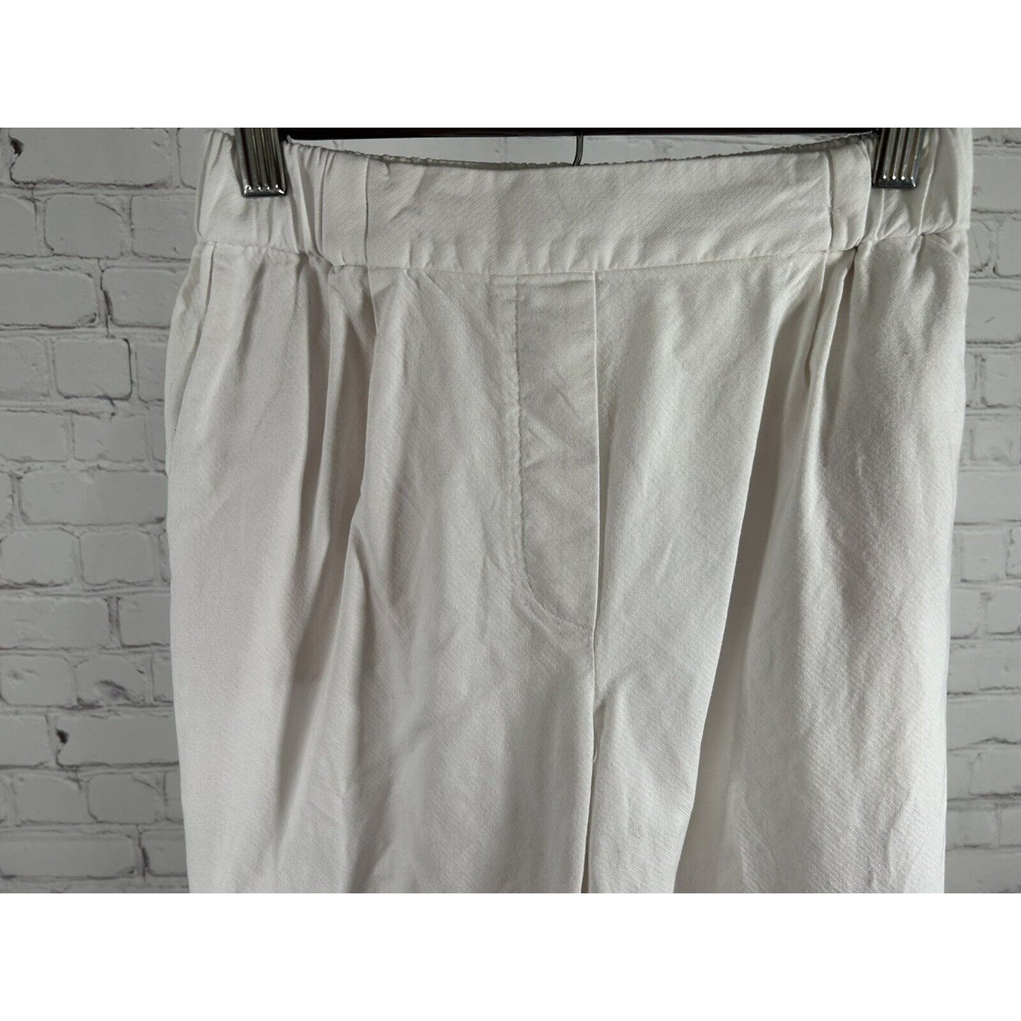 Massimo Dutti White Elastic Waist High Rise Pull On Pants Trousers 2 (23 x 26)