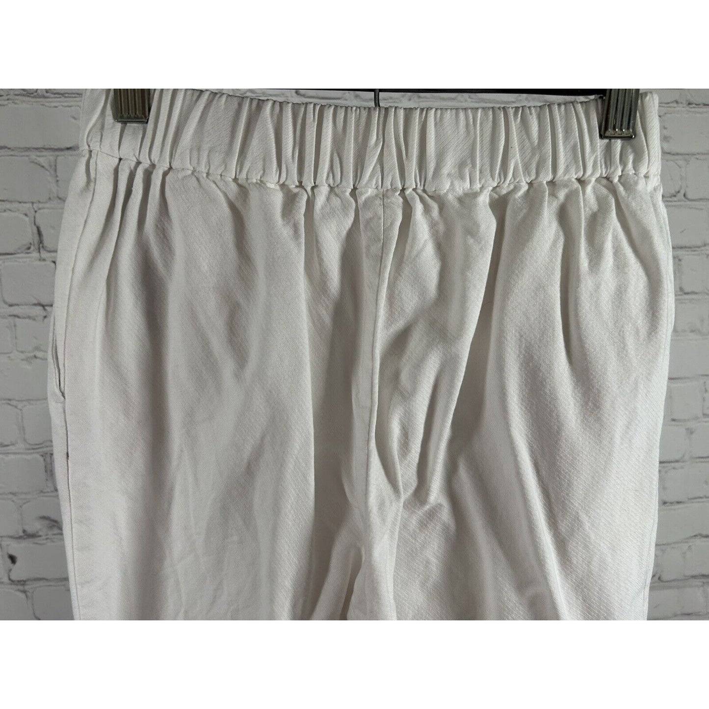 Massimo Dutti White Elastic Waist High Rise Pull On Pants Trousers 2 (23 x 26)