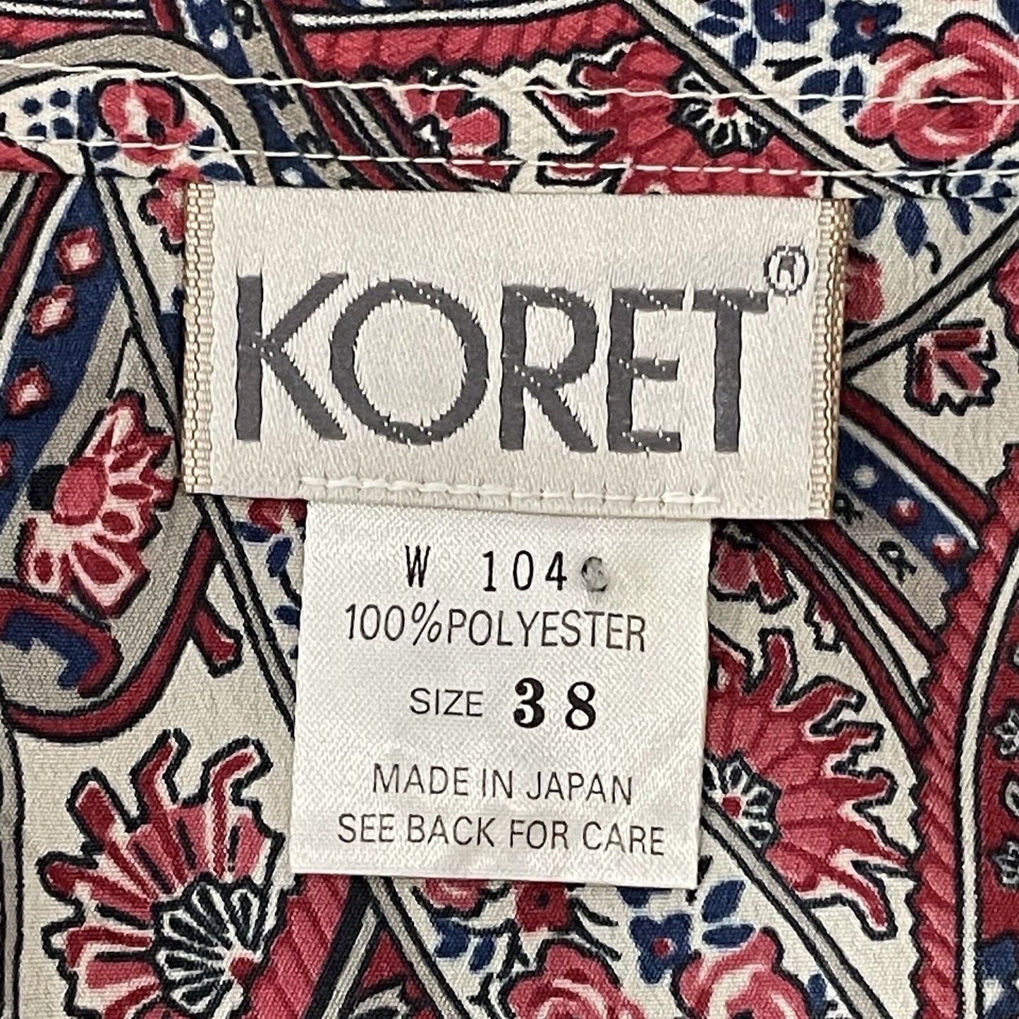 NWT VTG Koret Red Blue Floral Paisley Lightweight Button Up Tie Size US Medium M