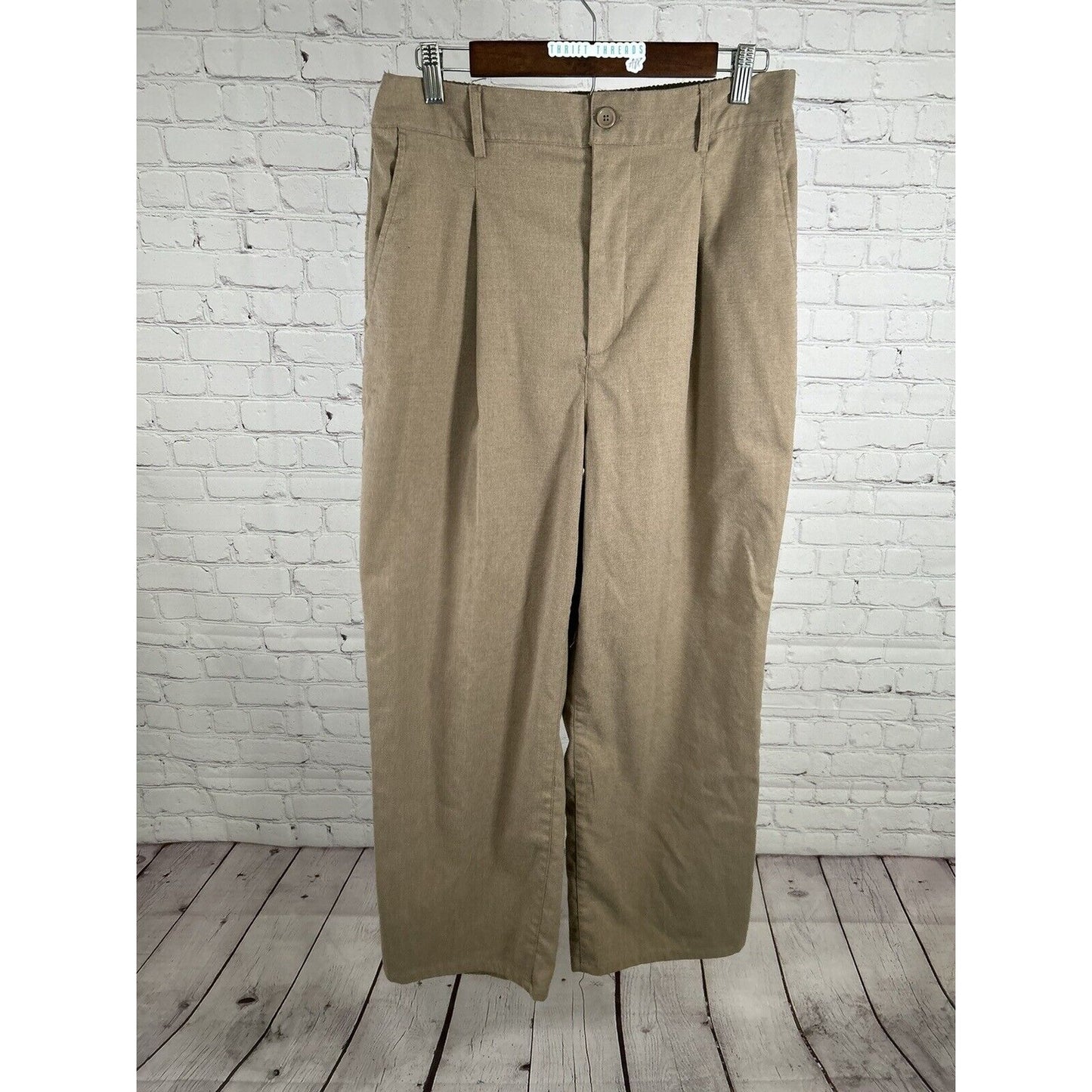 Urban Outfitters Tan High Rise Pleated Front Trouser Pants Size L (31 x 29)