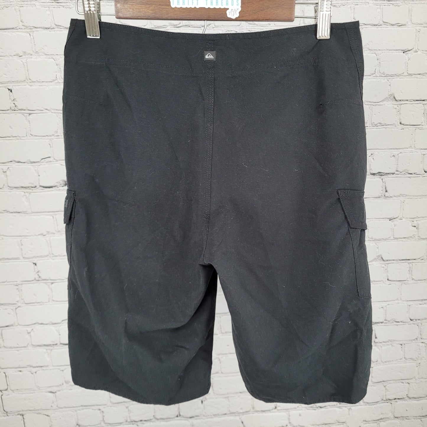 NWT Quiksilver Black Manic 22” Drawstring Swim Trunks Board Shorts Size 29 Long